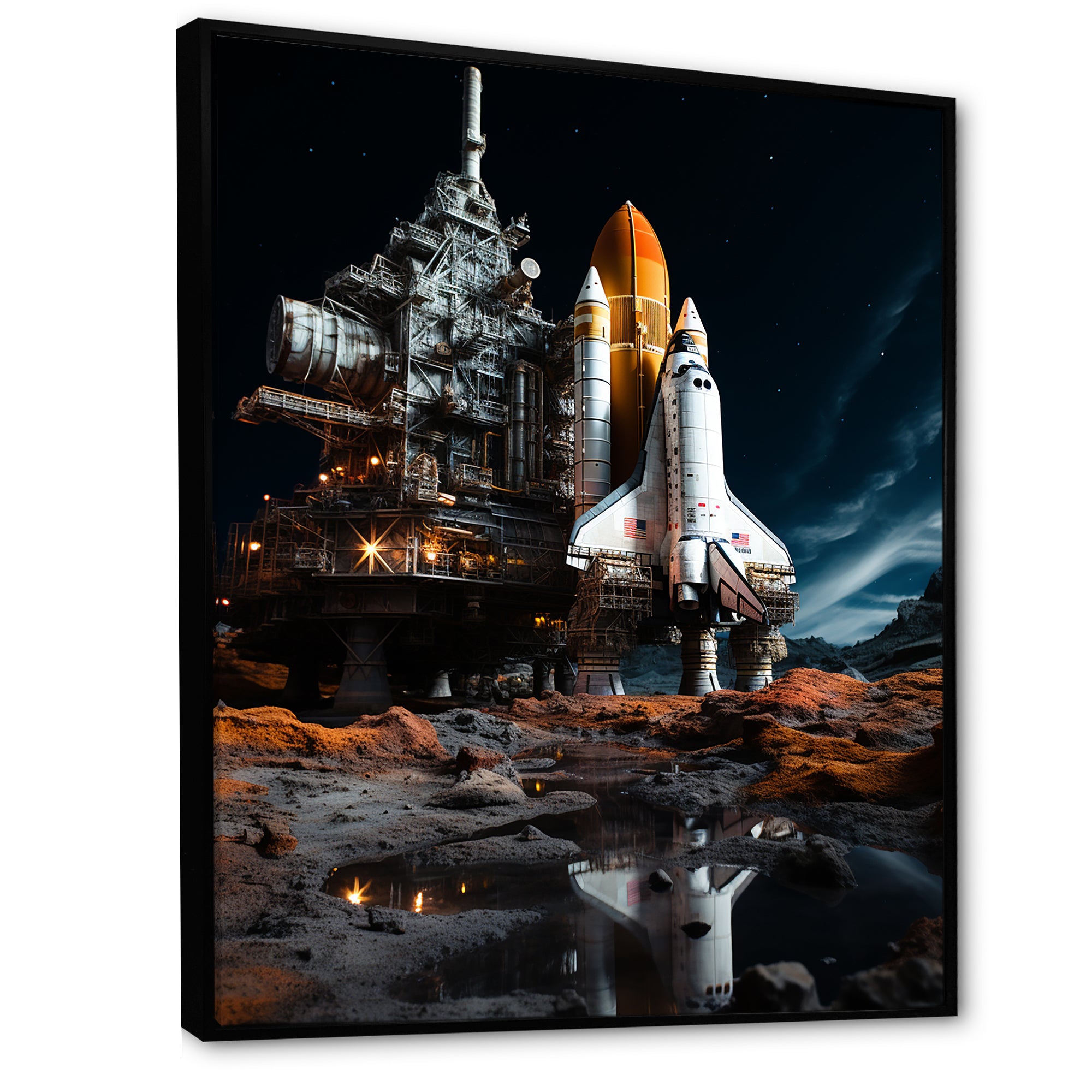 Space Shuttle Moonlit Rendezvous I - Space Shuttle Canvas Wall Art