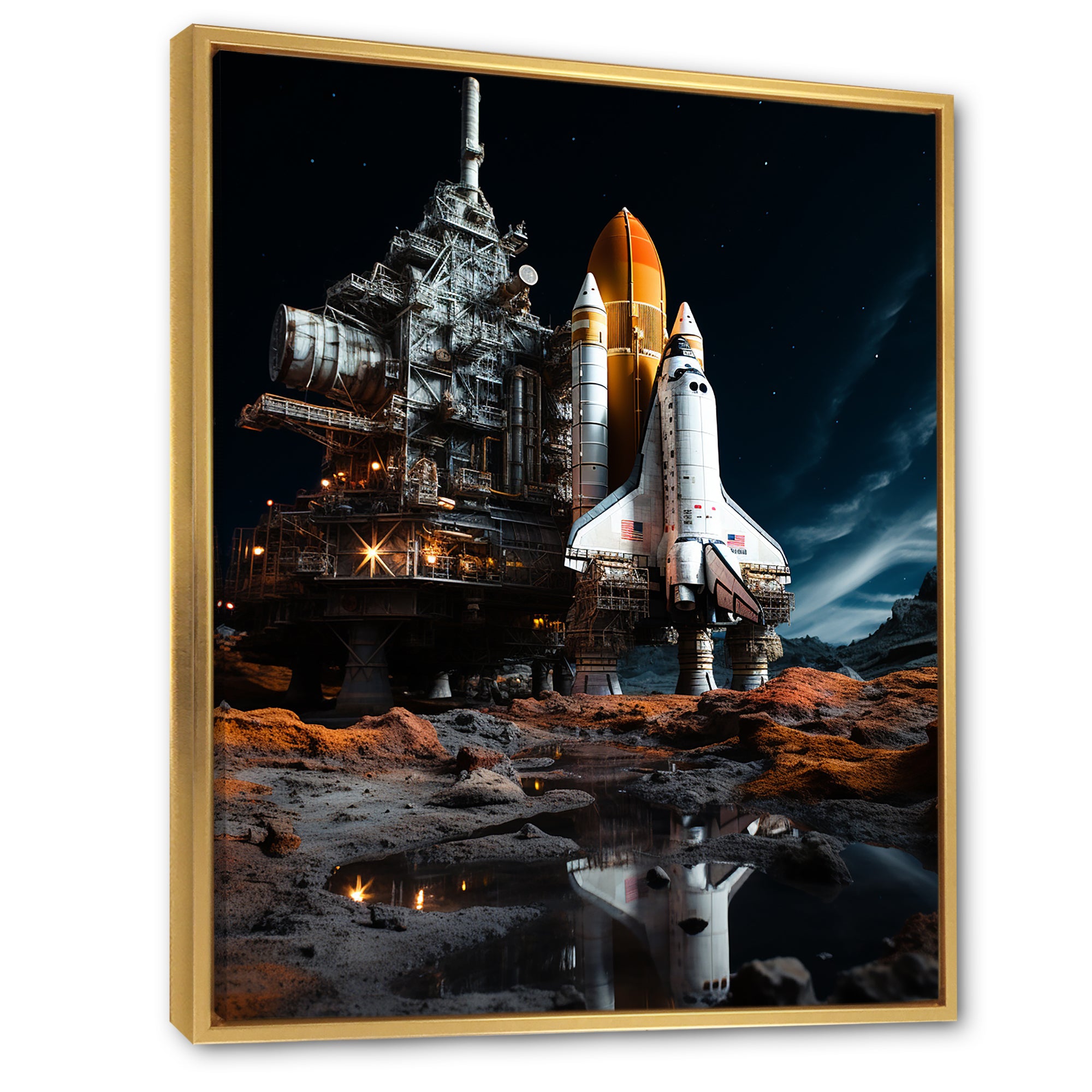 Space Shuttle Moonlit Rendezvous I - Space Shuttle Canvas Wall Art