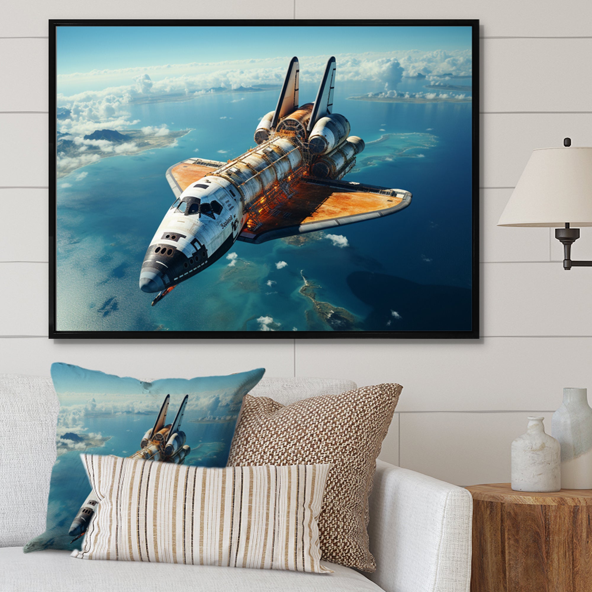 Space Shuttle Orbiting Earth I - Space Shuttle Canvas Wall Art