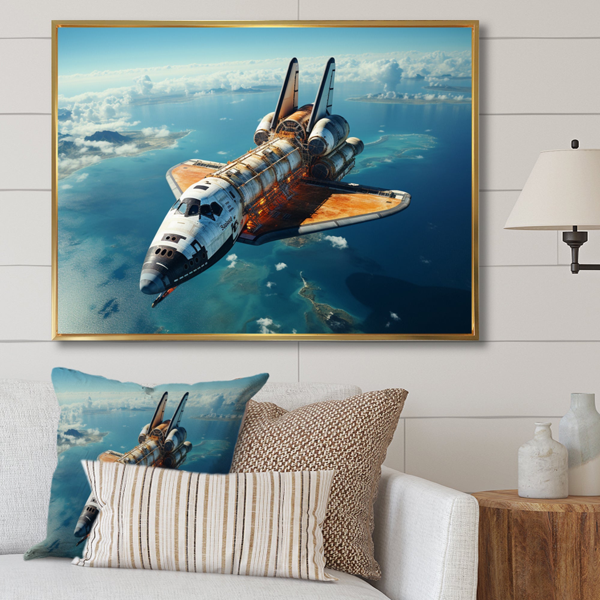 Space Shuttle Orbiting Earth I - Space Shuttle Canvas Wall Art