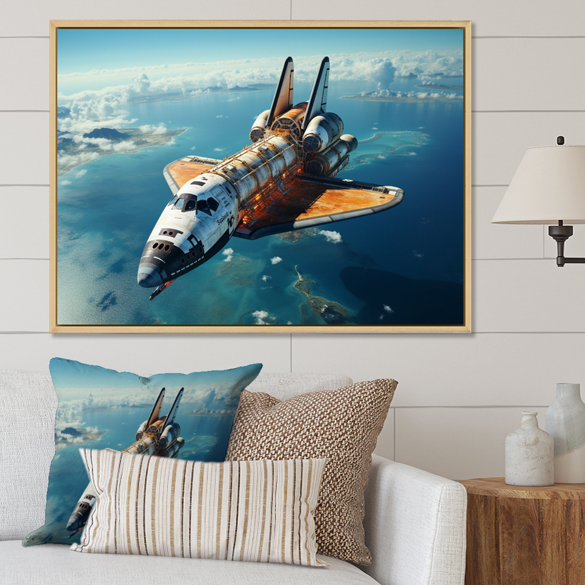 Space Shuttle Orbiting Earth I - Space Shuttle Canvas Wall Art
