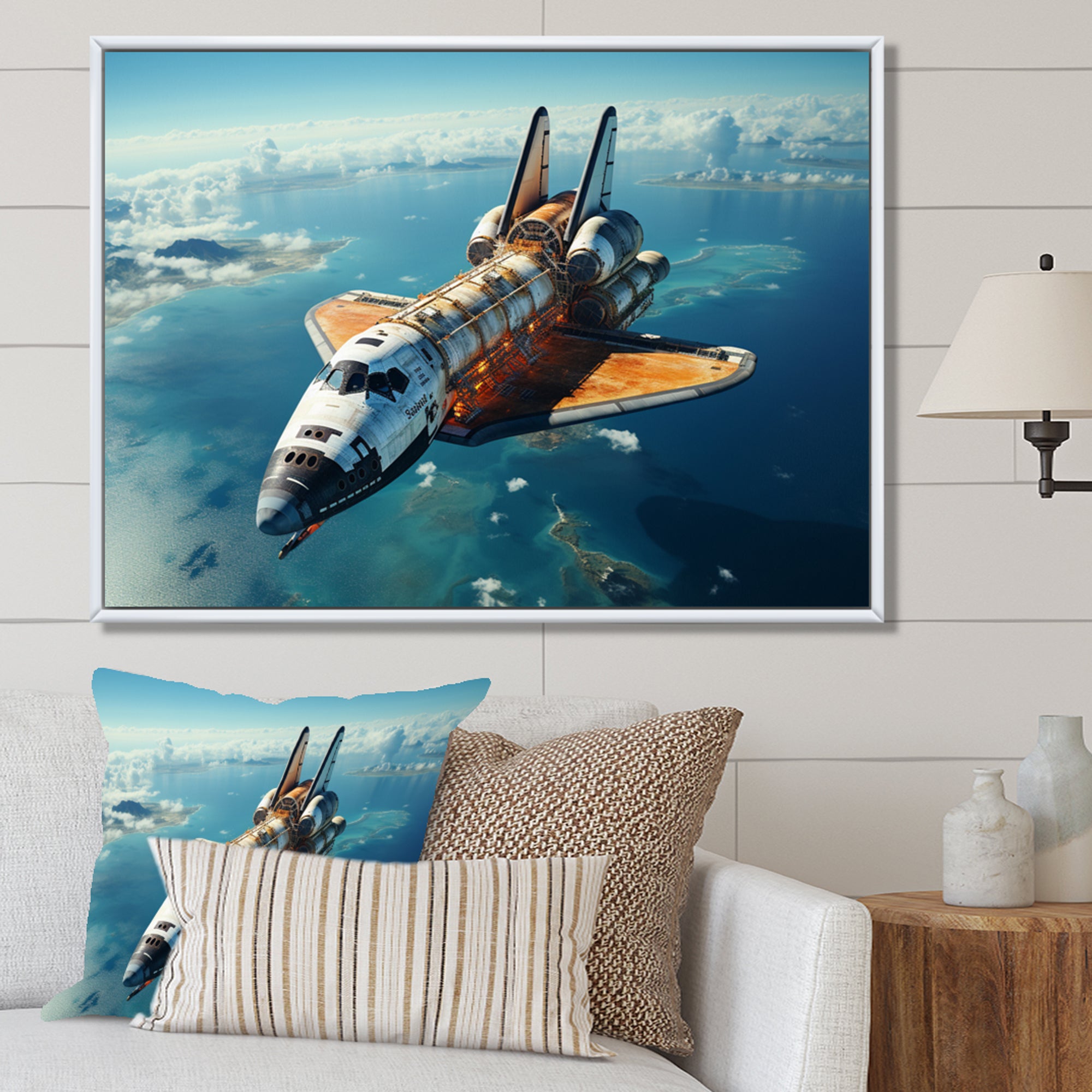Space Shuttle Orbiting Earth I - Space Shuttle Canvas Wall Art
