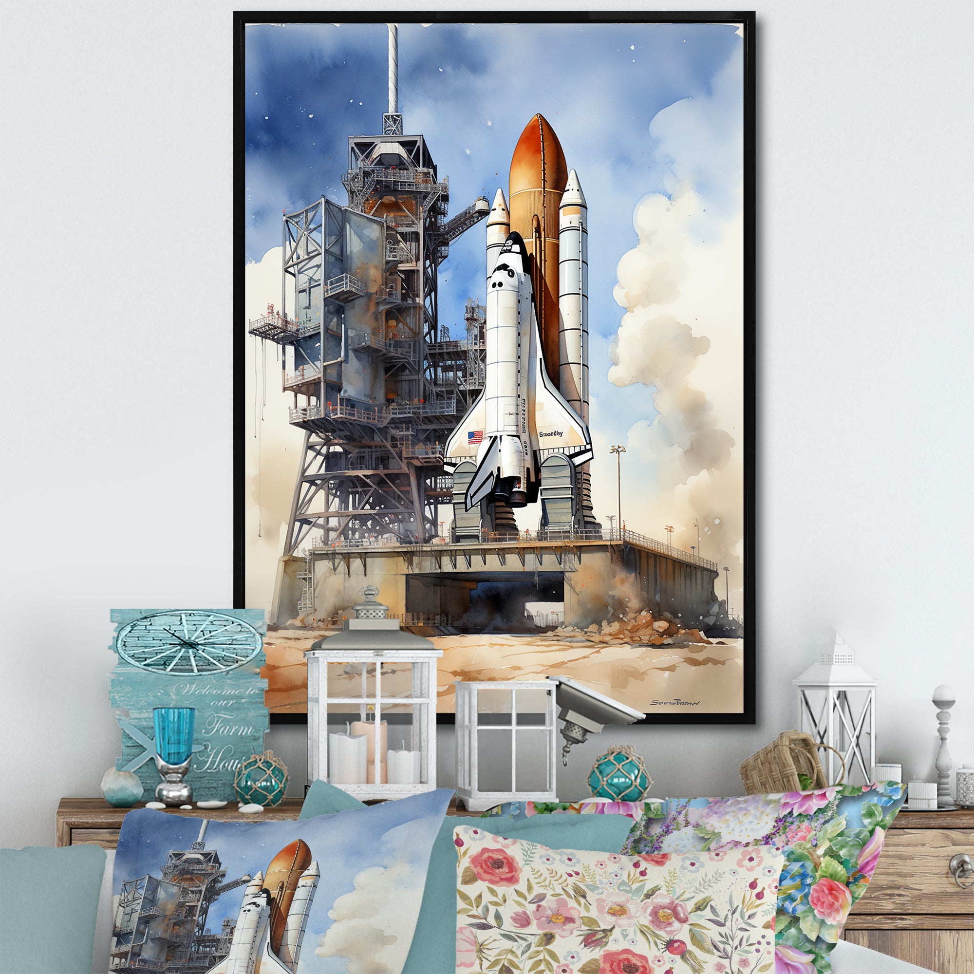Space Shuttle Launch I - Space Shuttle Canvas Wall Art