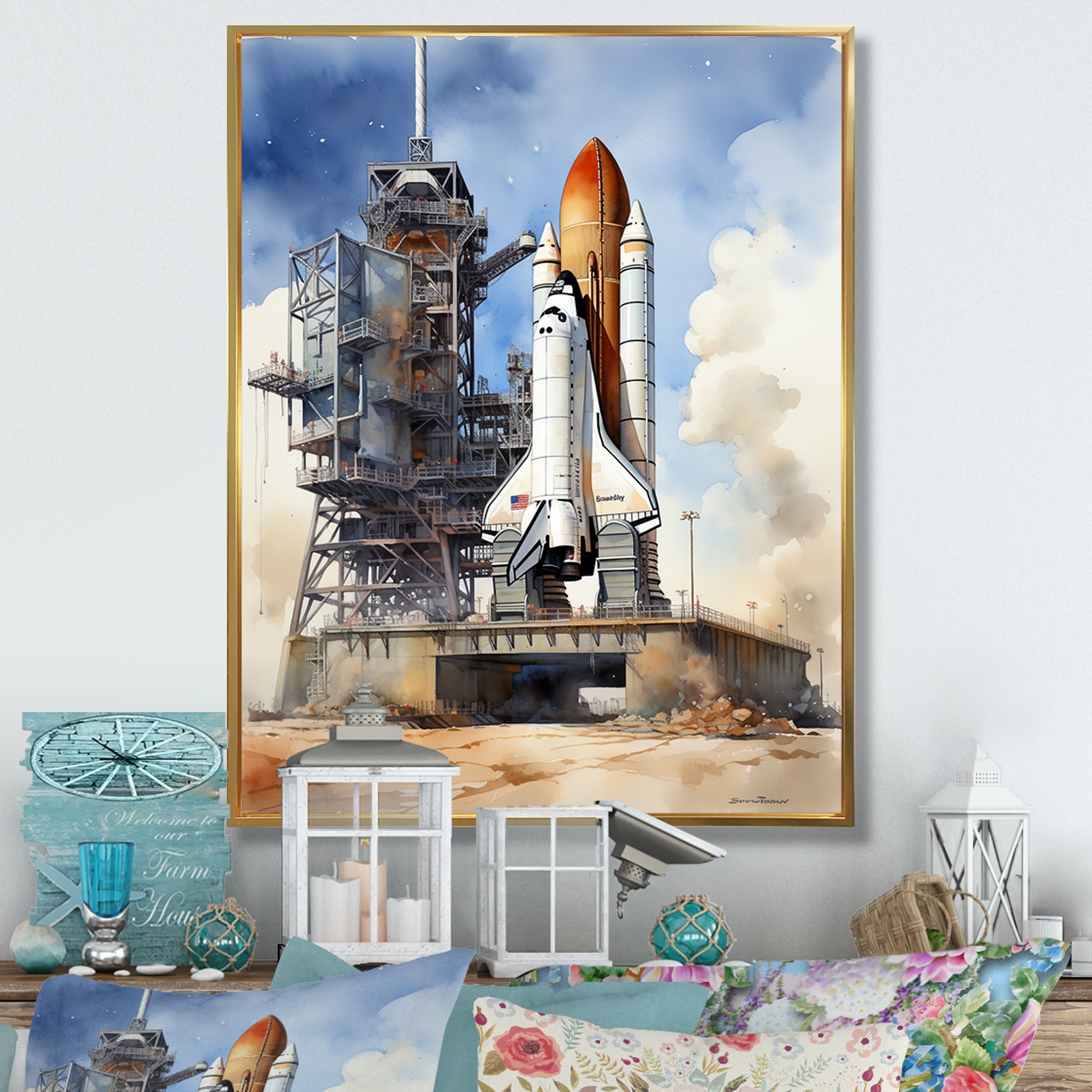 Space Shuttle Launch I - Space Shuttle Canvas Wall Art
