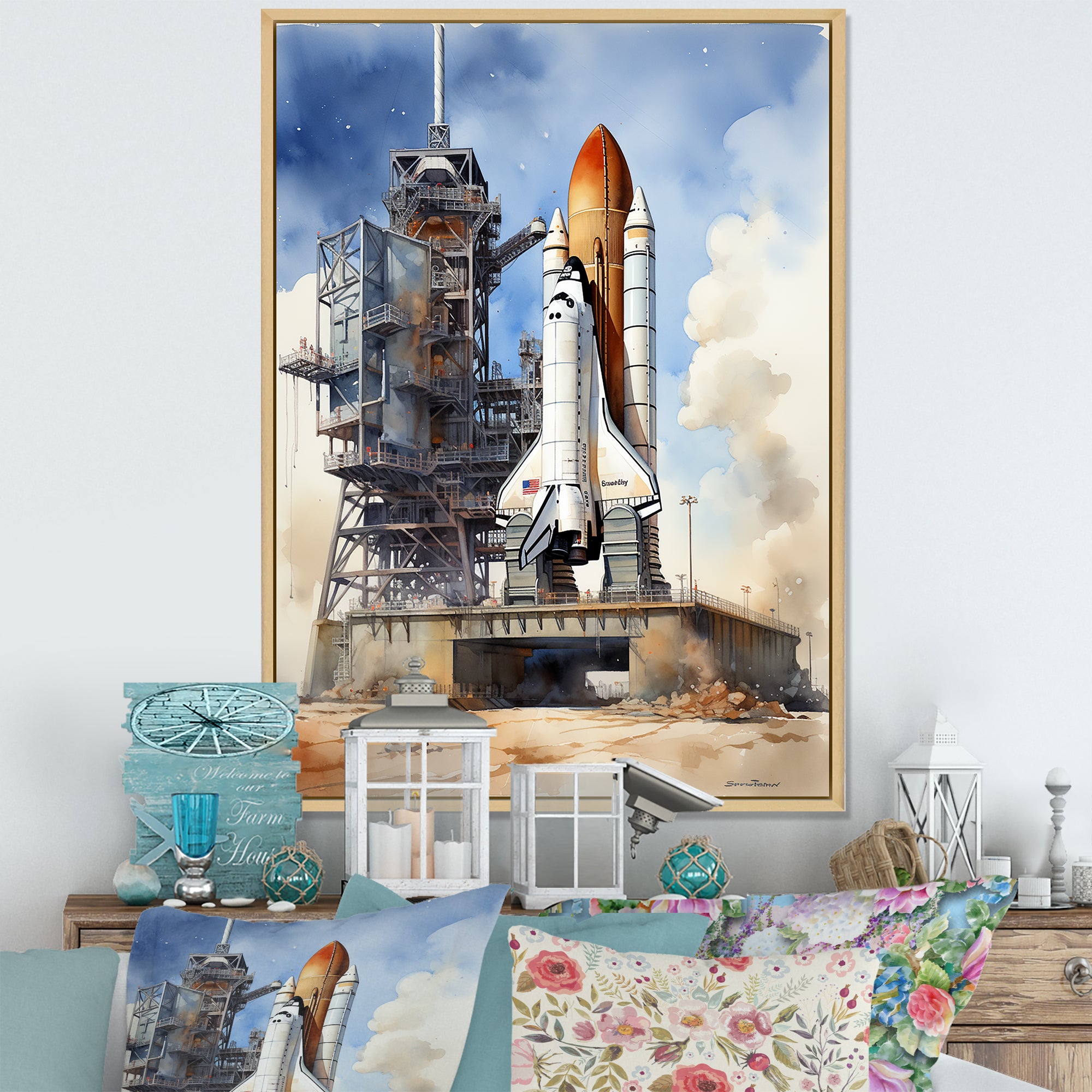 Space Shuttle Launch I - Space Shuttle Canvas Wall Art