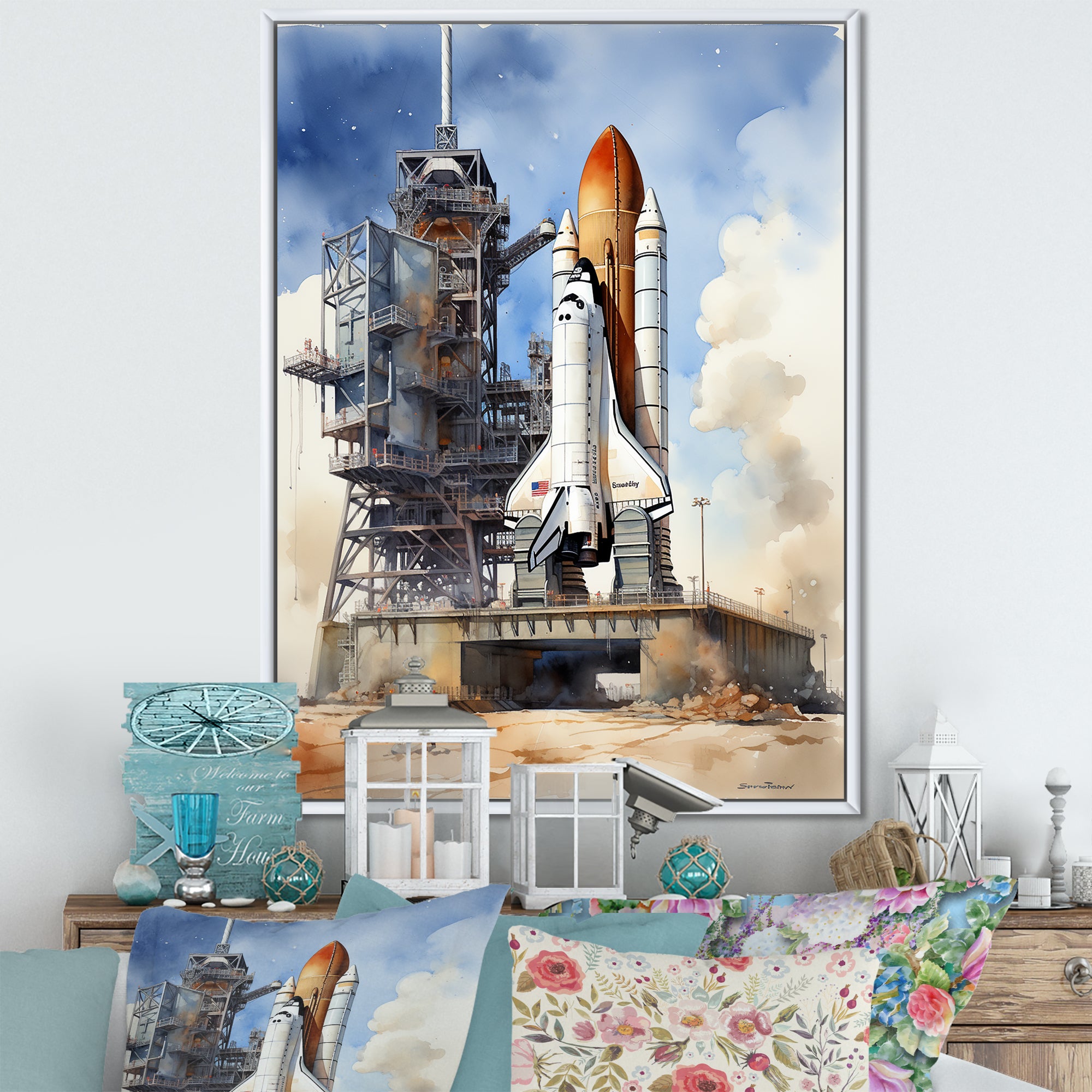 Space Shuttle Launch I - Space Shuttle Canvas Wall Art