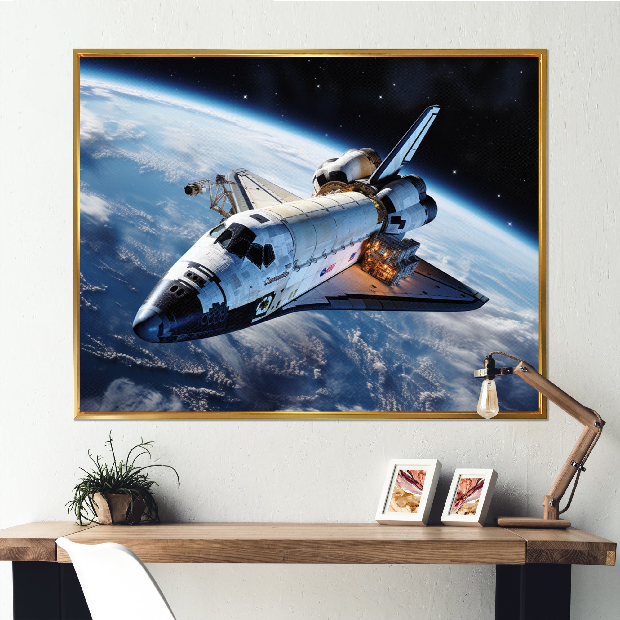 Shuttle In The Space I - Space Shuttle Canvas Wall Art