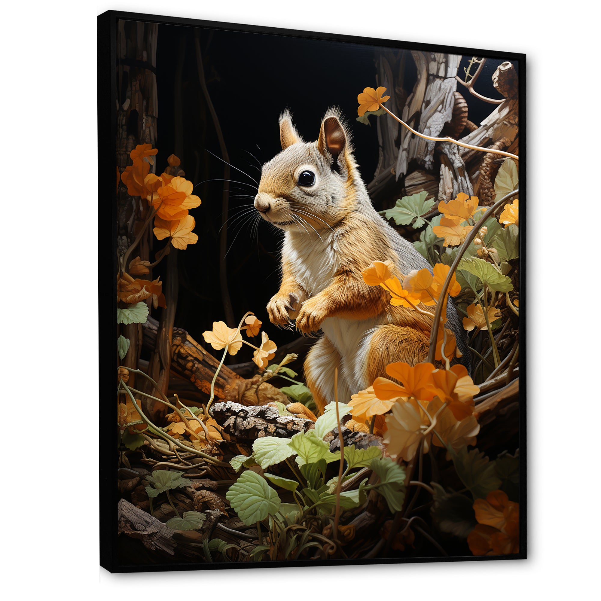 Brown Squirrel Squirrels Antics Pastoral - Squirrel Large Canvas Wall Art
