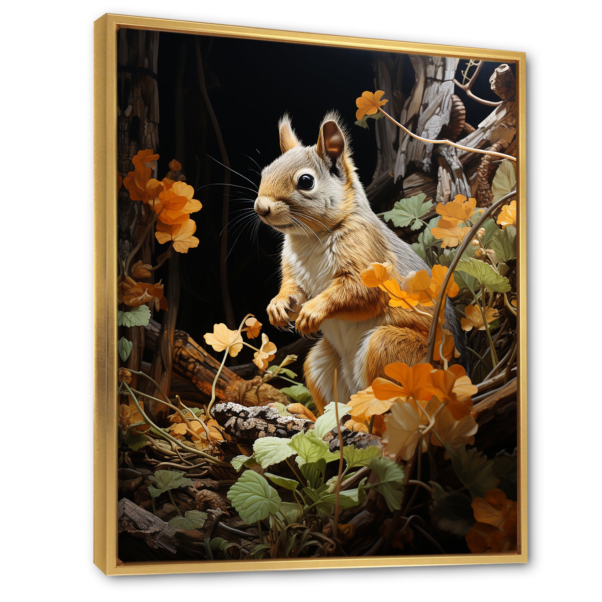 Brown Squirrel Squirrels Antics Pastoral - Squirrel Large Canvas Wall Art
