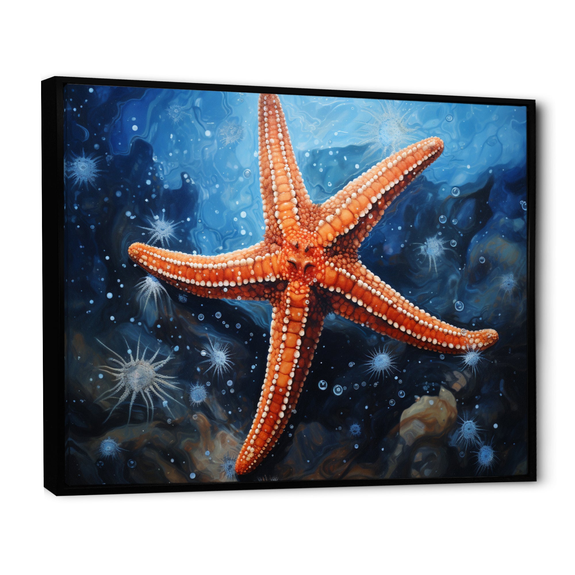 Coral Starfish Underwater - Starfish Living Room Wall Art