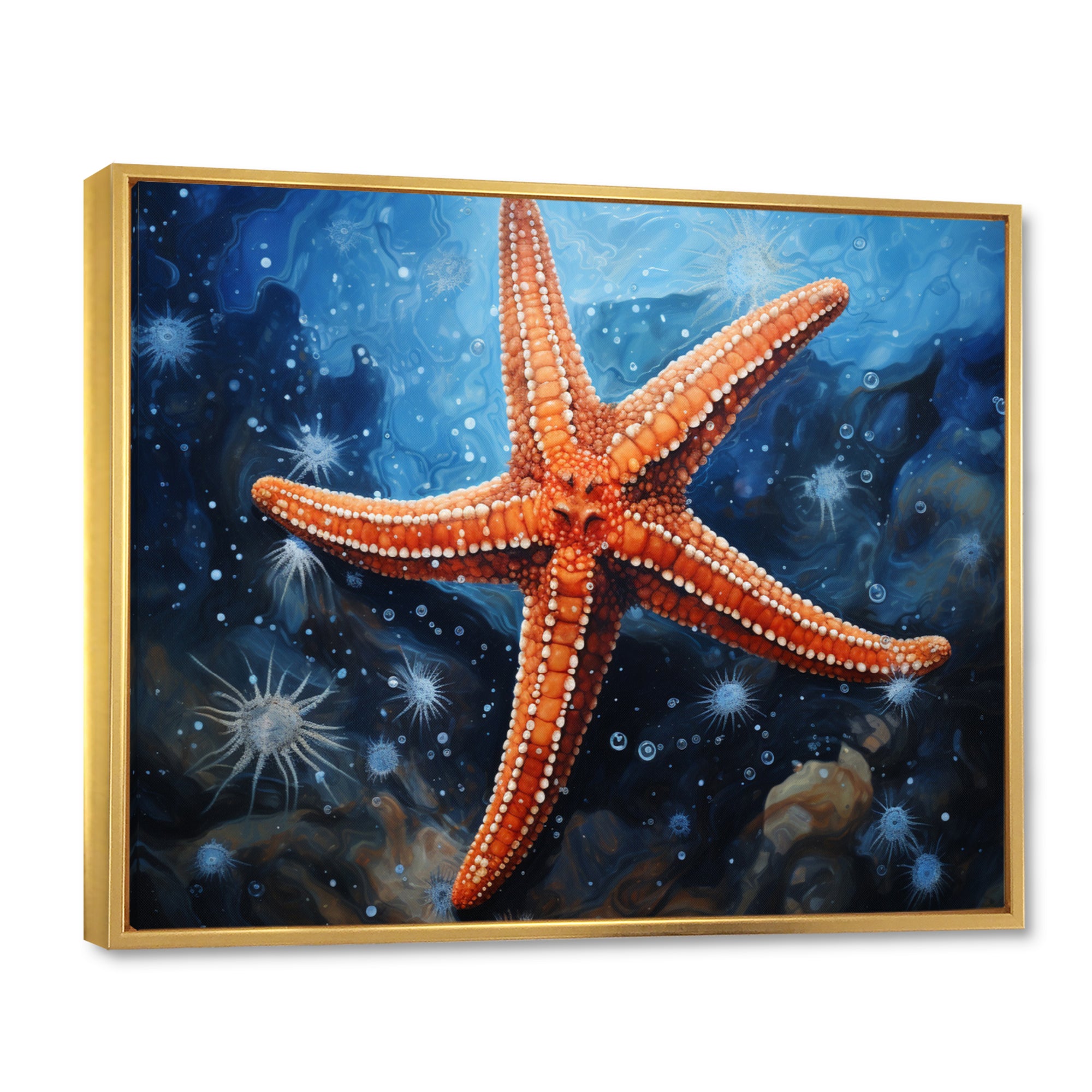 Coral Starfish Underwater - Starfish Living Room Wall Art