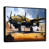 Vintage Airplane In Desert I - Plane Canvas Wall Art