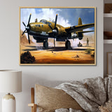 Vintage Airplane In Desert I - Plane Canvas Wall Art