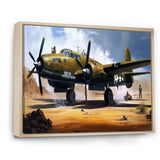 Vintage Airplane In Desert I - Plane Canvas Wall Art