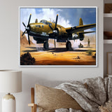 Vintage Airplane In Desert I - Plane Canvas Wall Art
