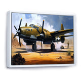 Vintage Airplane In Desert I - Plane Canvas Wall Art