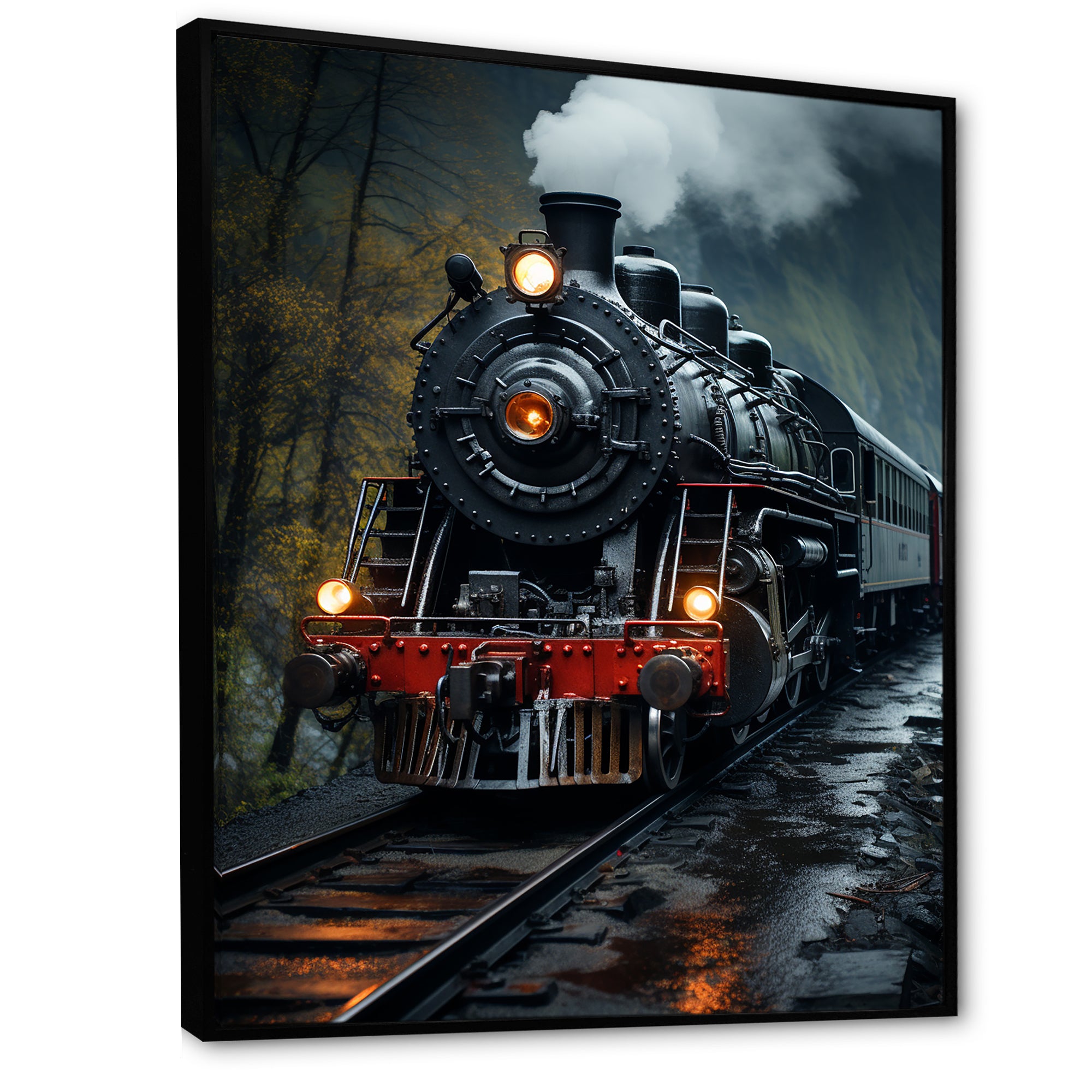 The Massive Steam Locomotive Belches Smoke I - Train Canvas Wall Art