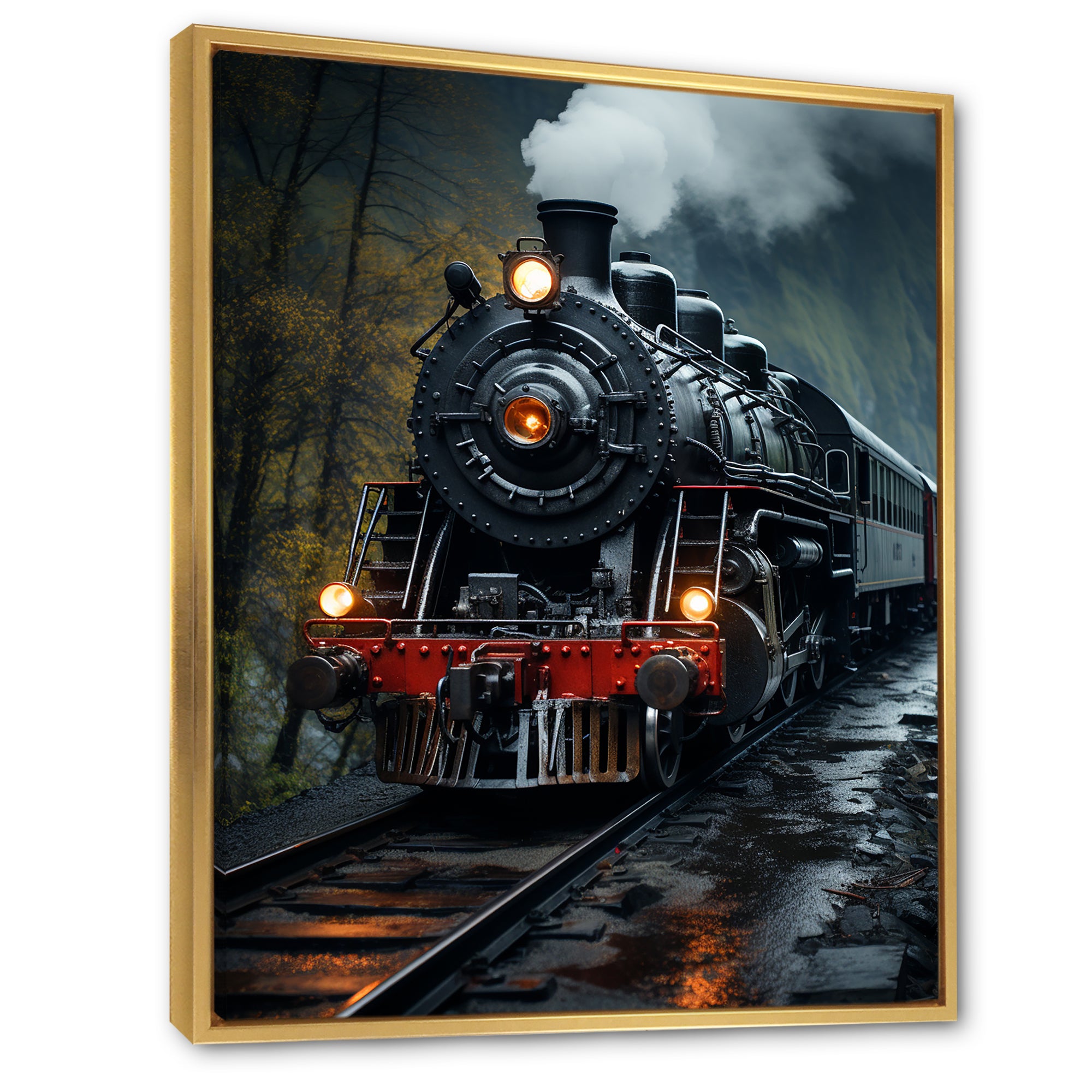 The Massive Steam Locomotive Belches Smoke I - Train Canvas Wall Art