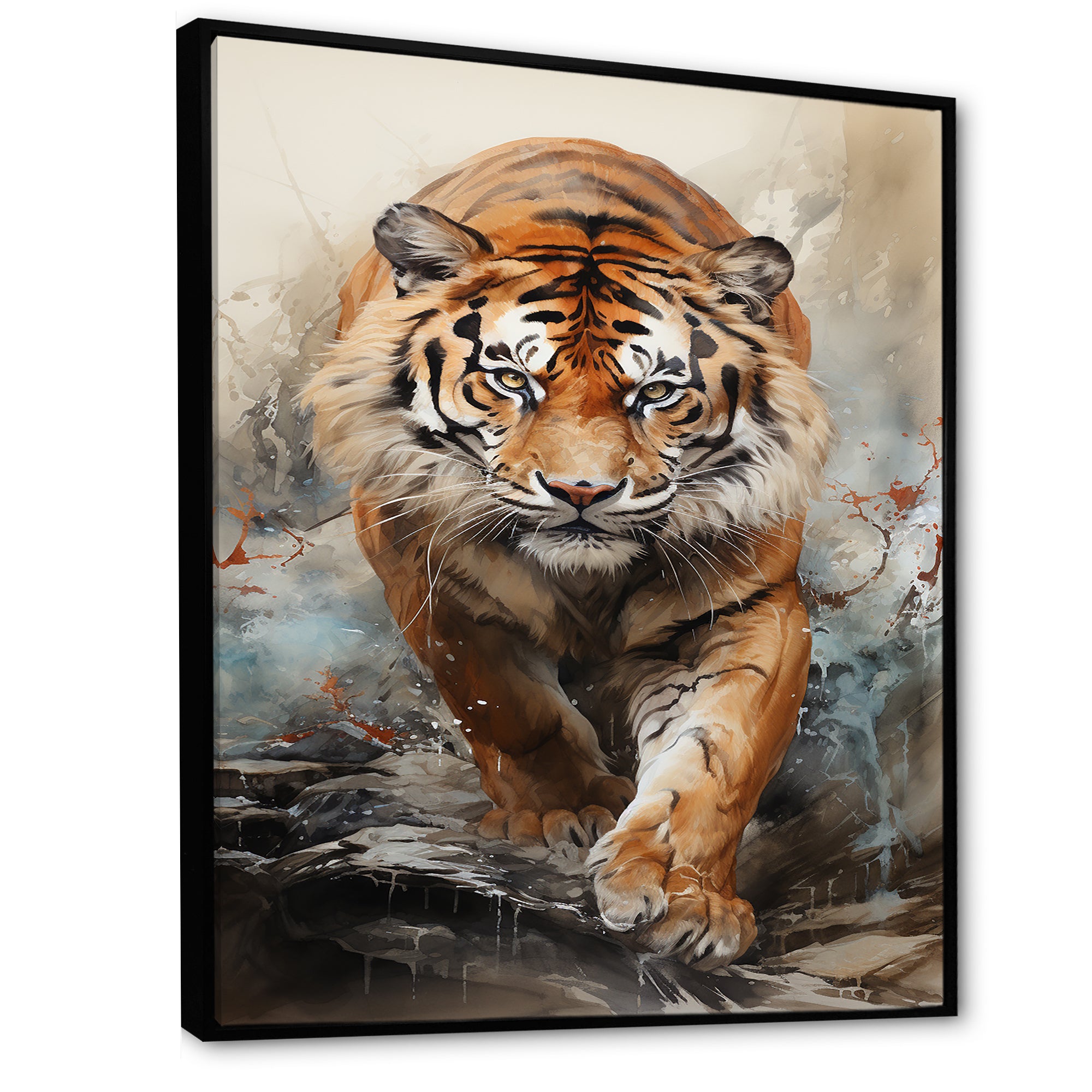 Tiger Descending From The Mountain - Tiger Canvas Wall Art