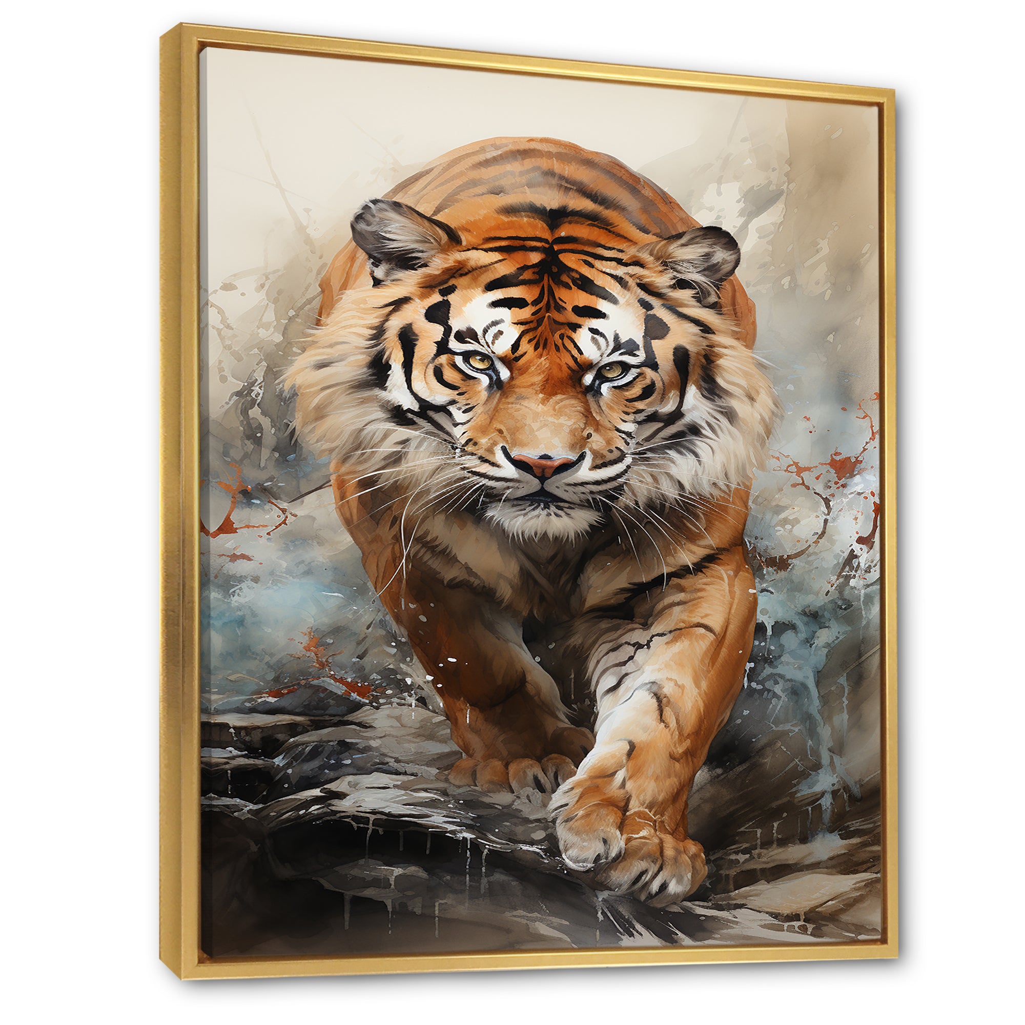 Tiger Descending From The Mountain - Tiger Canvas Wall Art