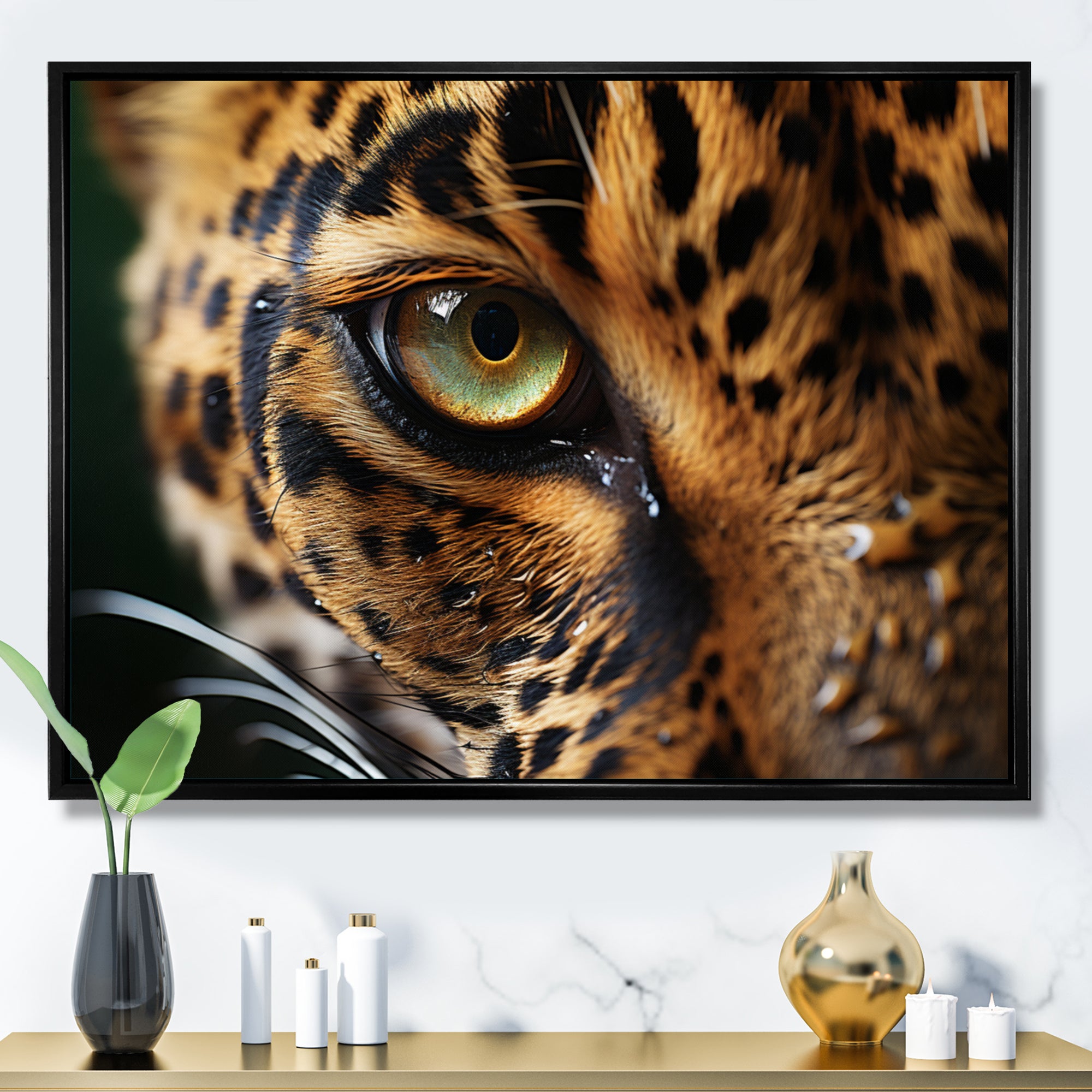 Leopard Eye Closeup Wildlife Encounters - Green Tiger Wall Art