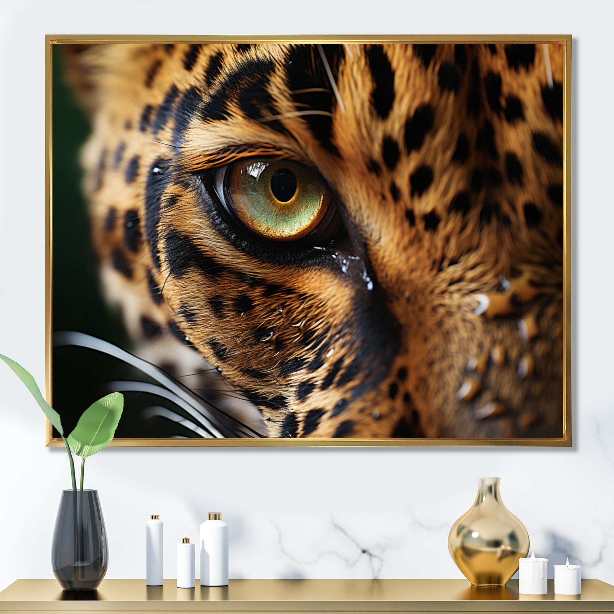 Leopard Eye Closeup Wildlife Encounters - Green Tiger Wall Art