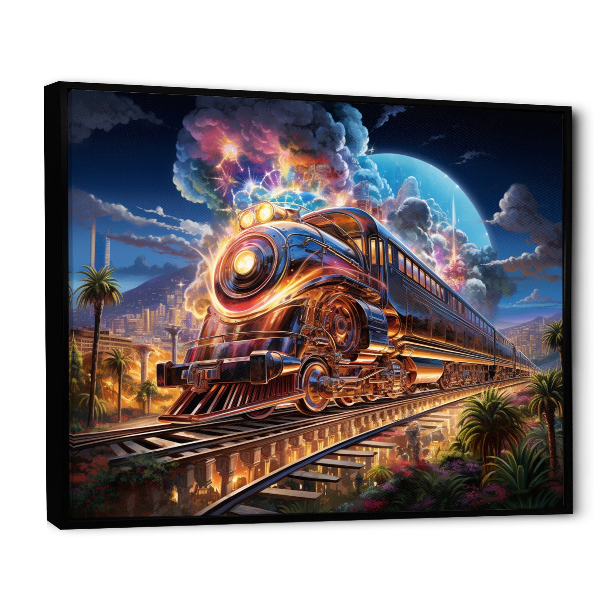 Abstract Train 1950s Chromatic Journey I - Train Canvas Wall Art