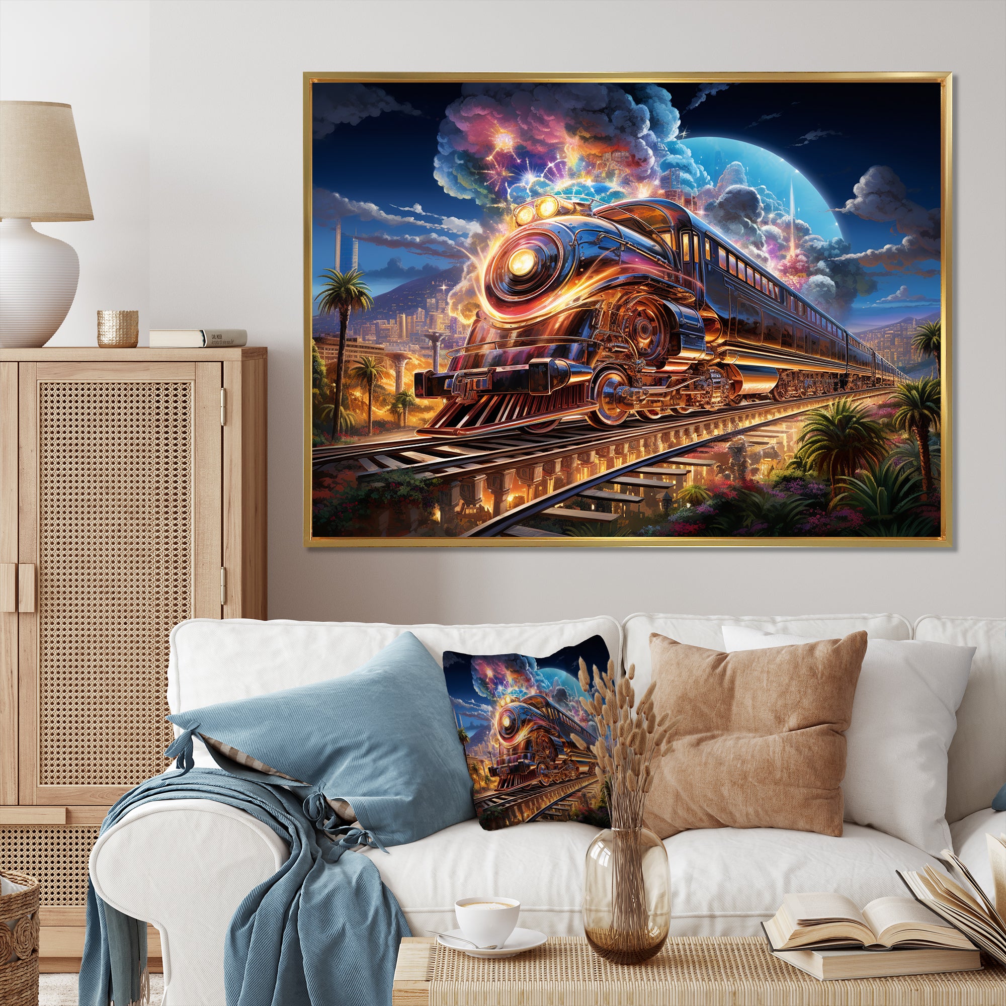 Abstract Train 1950s Chromatic Journey I - Train Canvas Wall Art