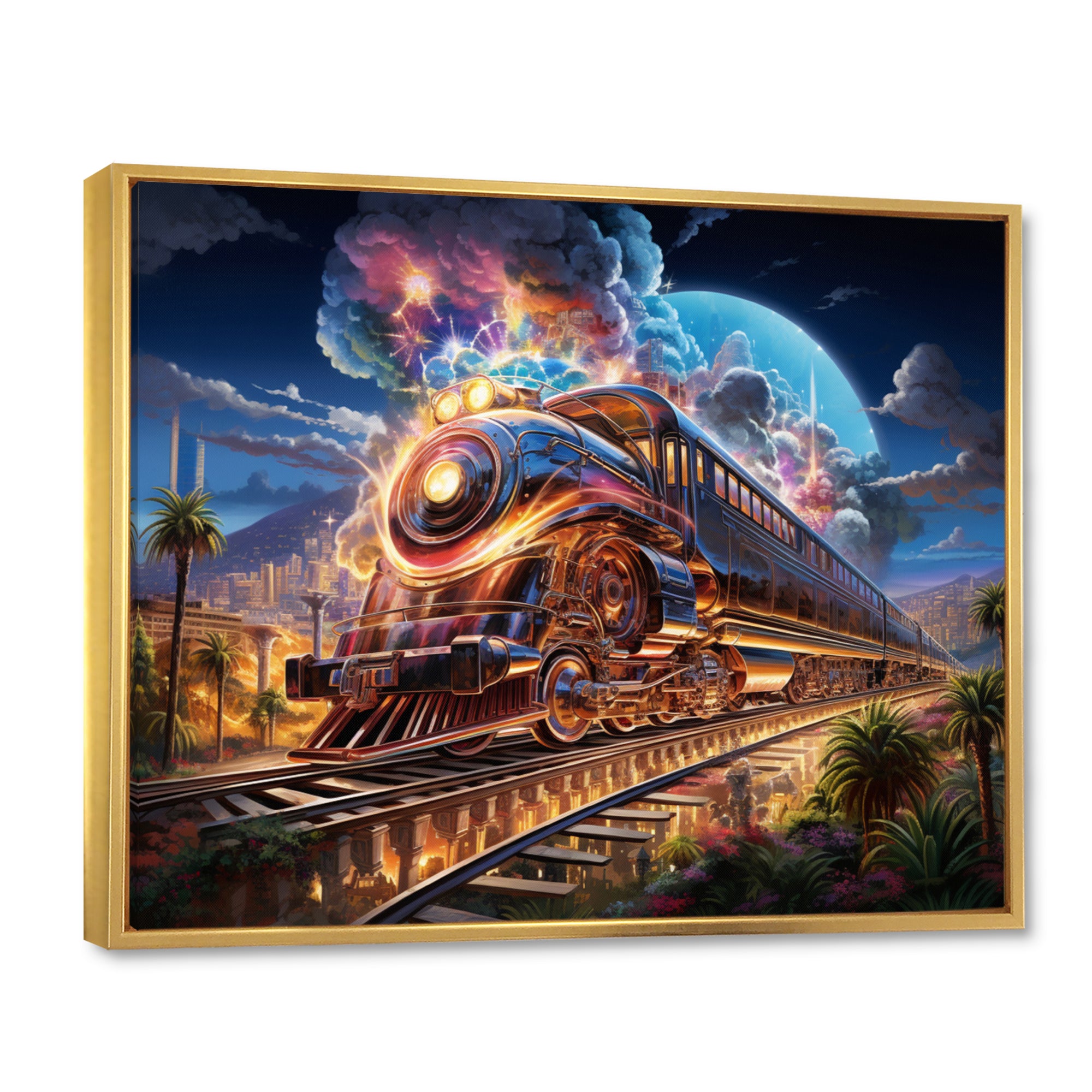 Abstract Train 1950s Chromatic Journey I - Train Canvas Wall Art