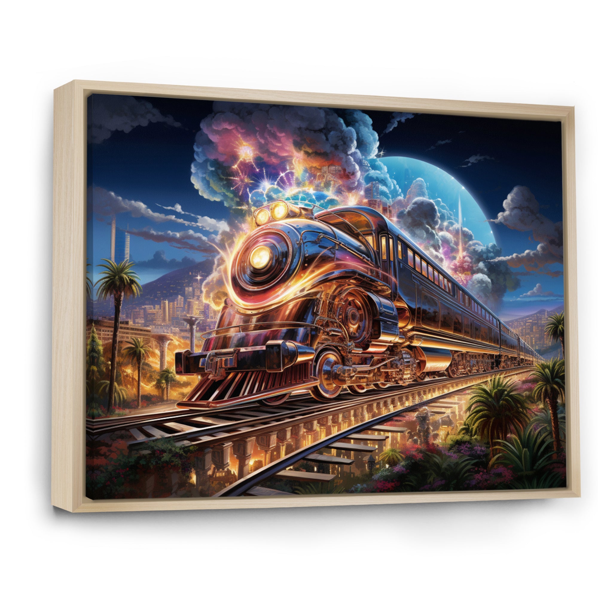 Abstract Train 1950s Chromatic Journey I - Train Canvas Wall Art