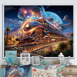 Abstract Train 1950s Chromatic Journey I - Train Canvas Wall Art