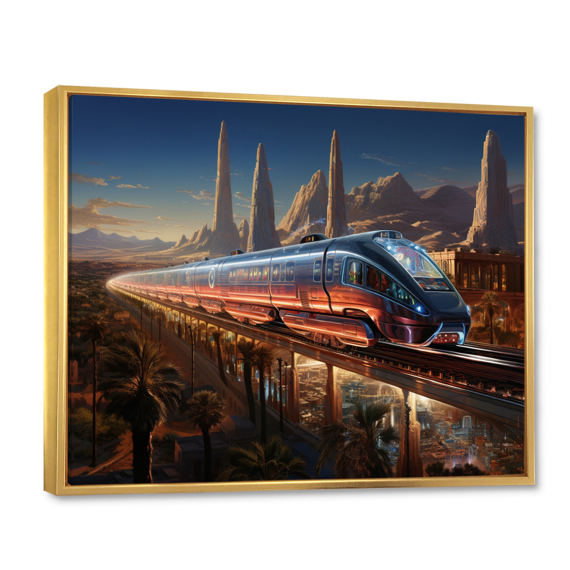 Colorful Train From The Future I - Train Canvas Wall Art