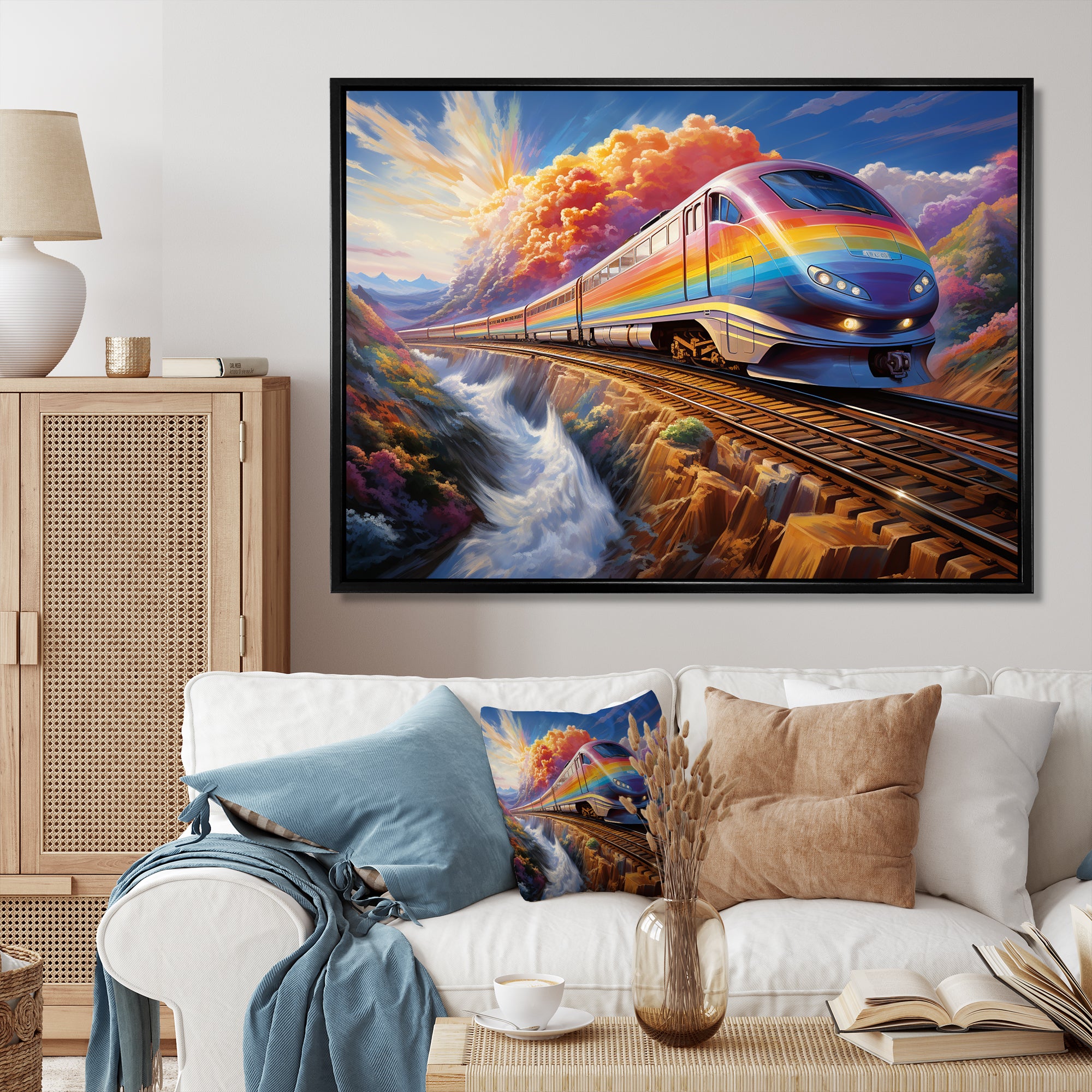 Rainbow Color Train 1950S I - Train Canvas Wall Art
