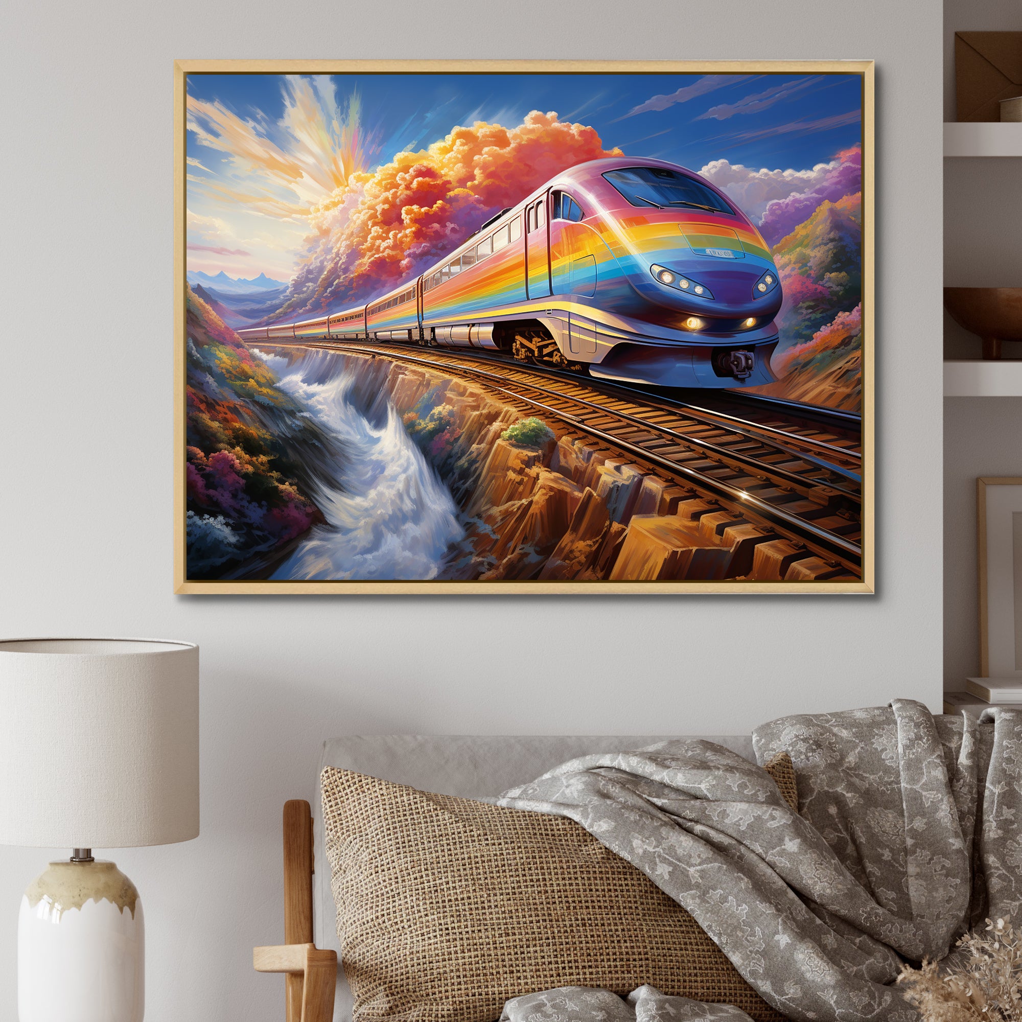 Rainbow Color Train 1950S I - Train Canvas Wall Art