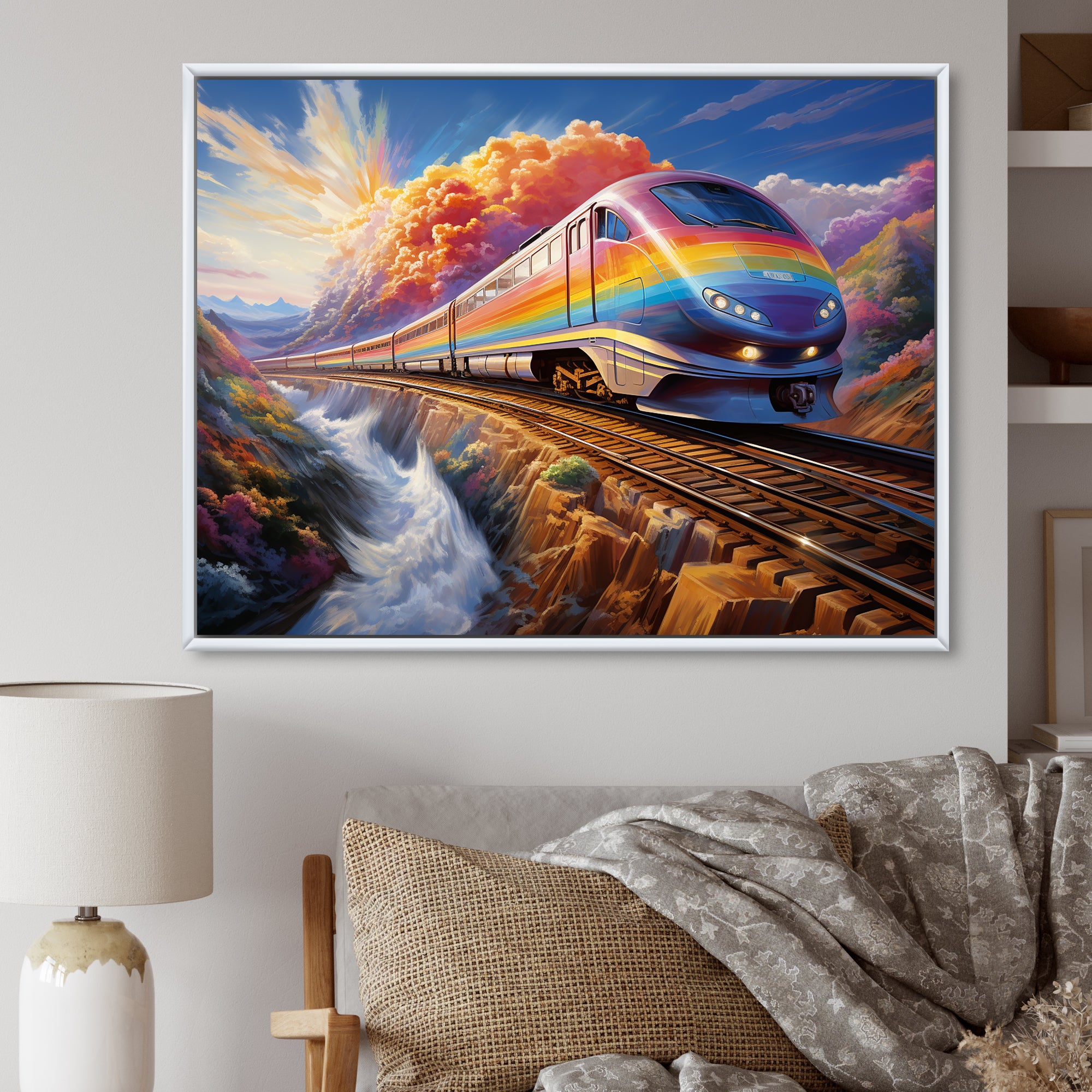 Rainbow Color Train 1950S I - Train Canvas Wall Art