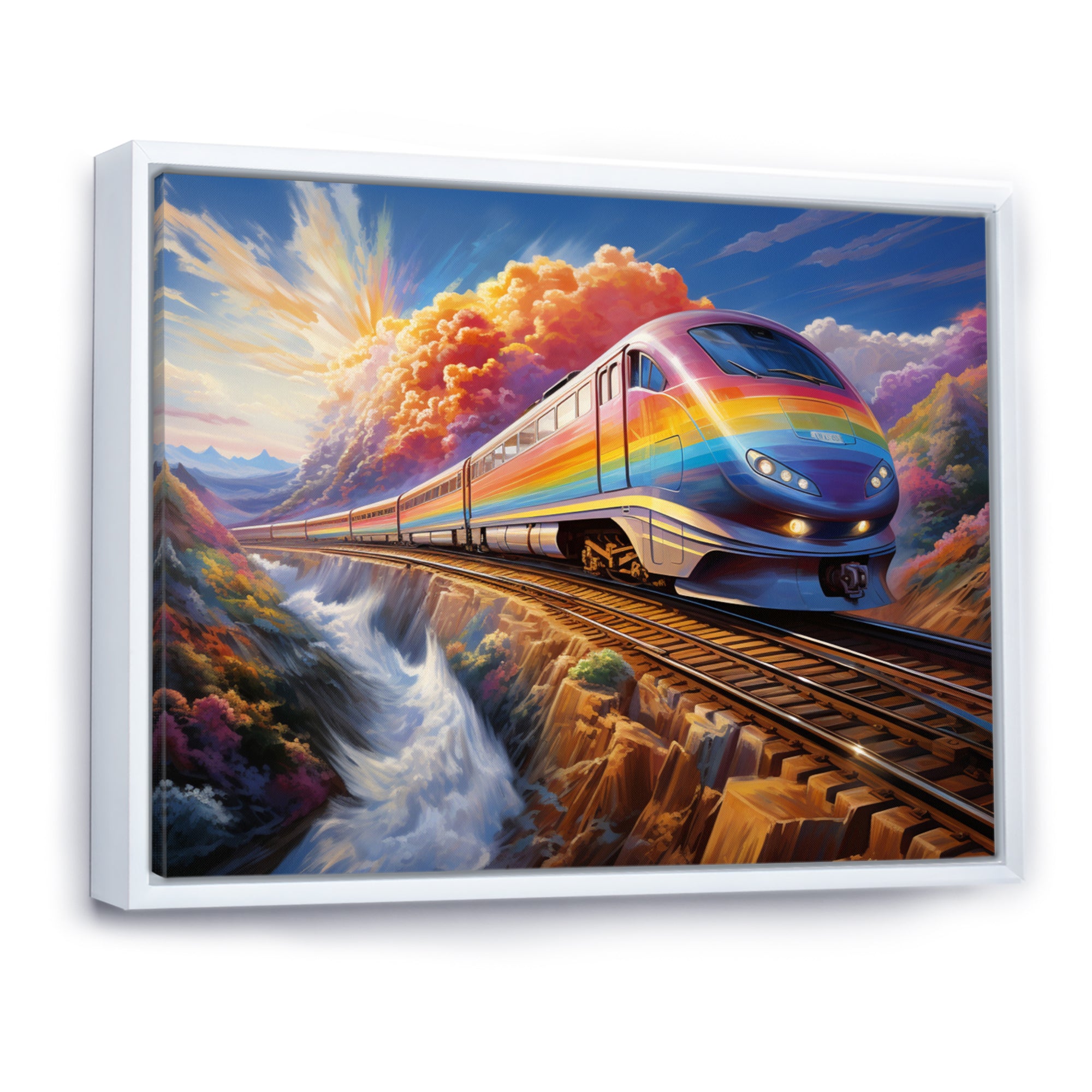 Rainbow Color Train 1950S I - Train Canvas Wall Art