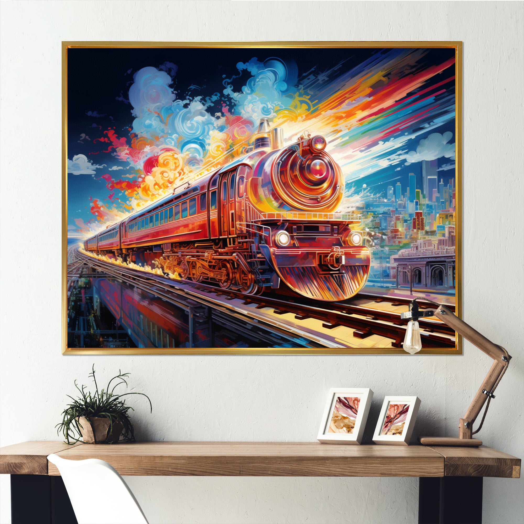 Abstract Background Train - Train Canvas Wall Art