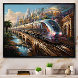 Abstract Colorful Train From The Future - Train Canvas Wall Art