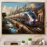Abstract Colorful Train From The Future - Train Canvas Wall Art