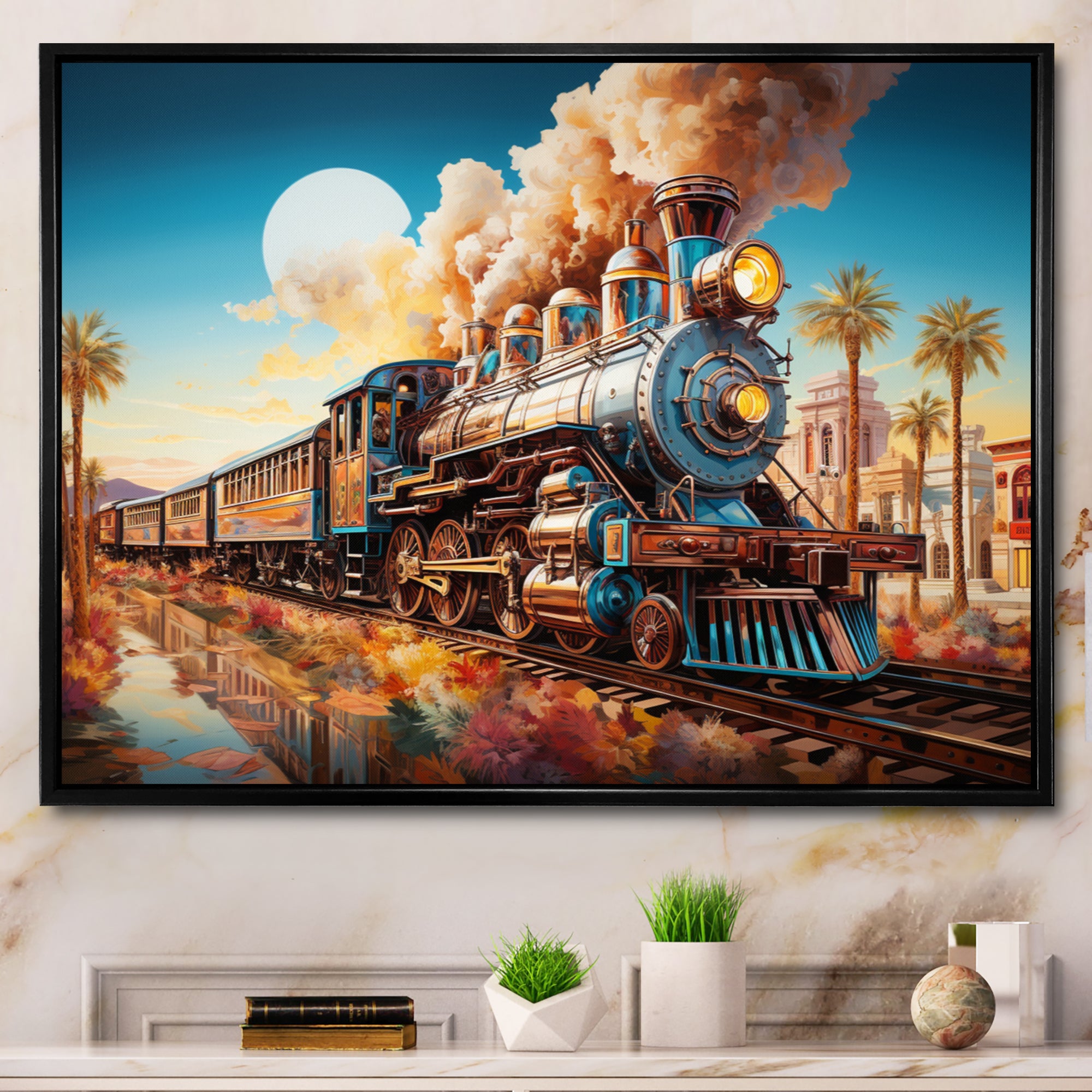 Abstract Colorful Train 1950S I - Train Canvas Wall Art