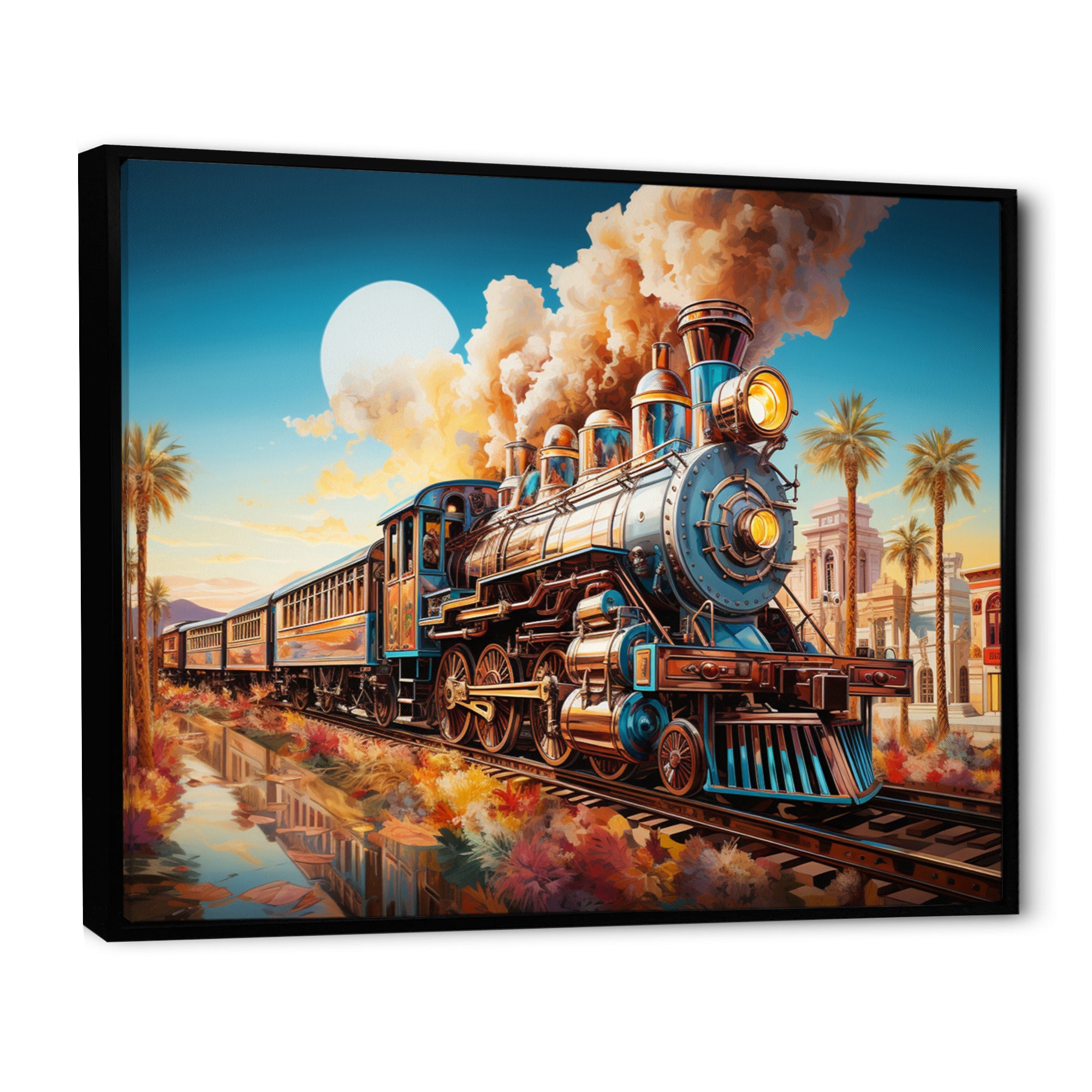 Abstract Colorful Train 1950S I - Train Canvas Wall Art