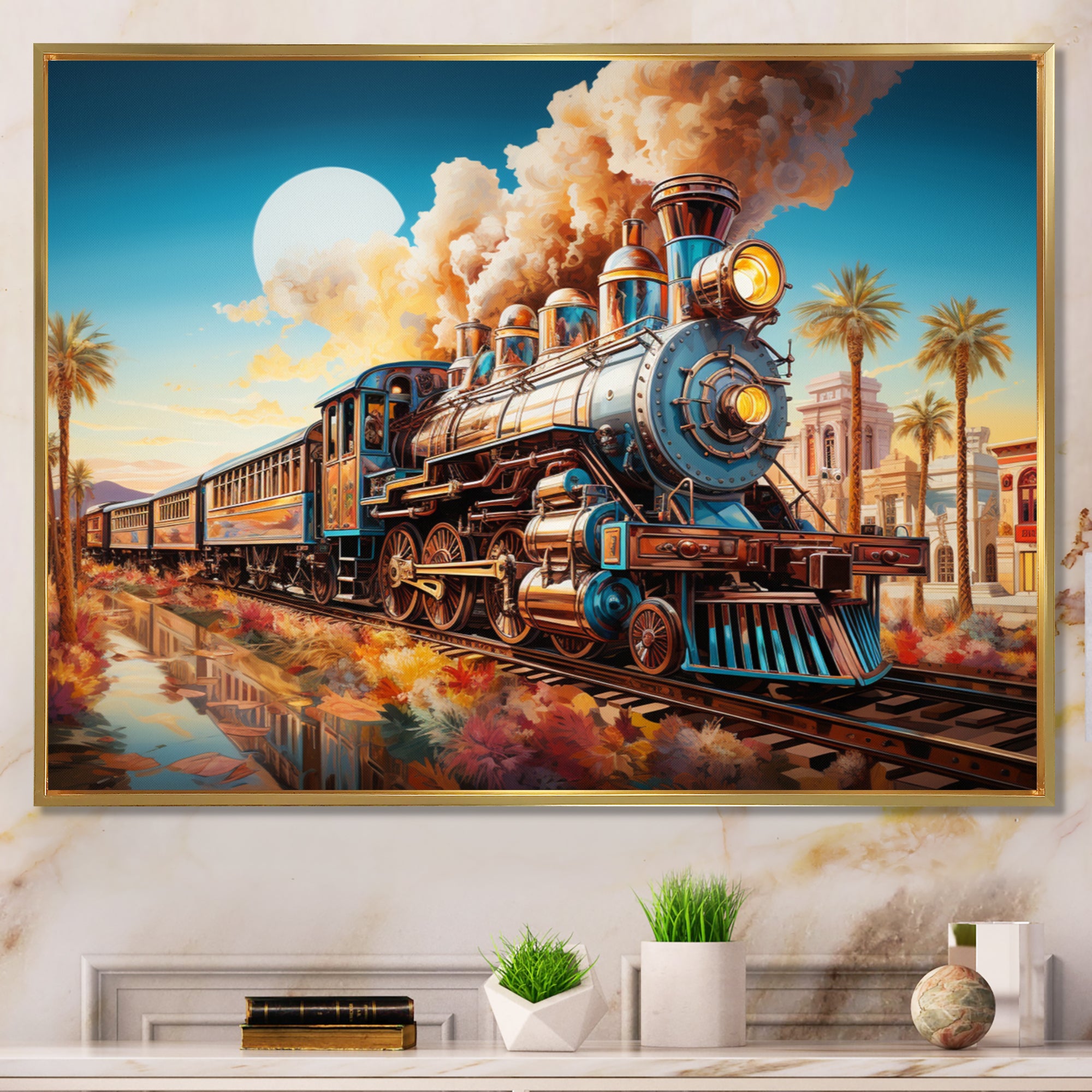 Abstract Colorful Train 1950S I - Train Canvas Wall Art