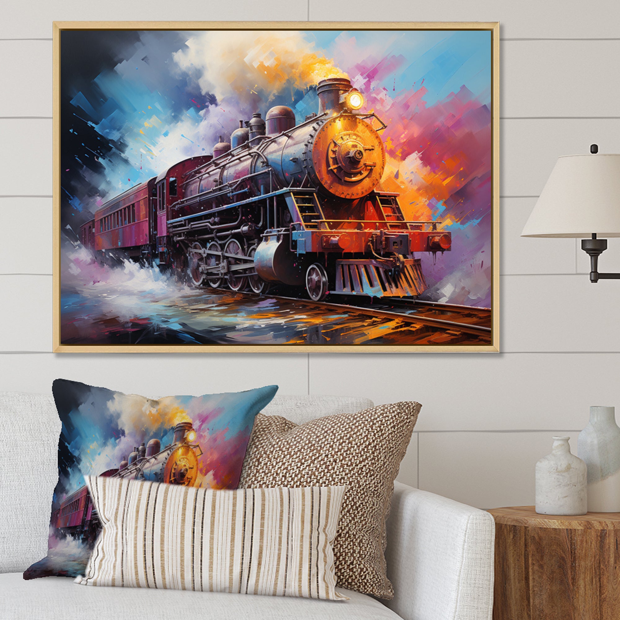 Abstract Train Chromatic Journey I - Train Canvas Wall Art