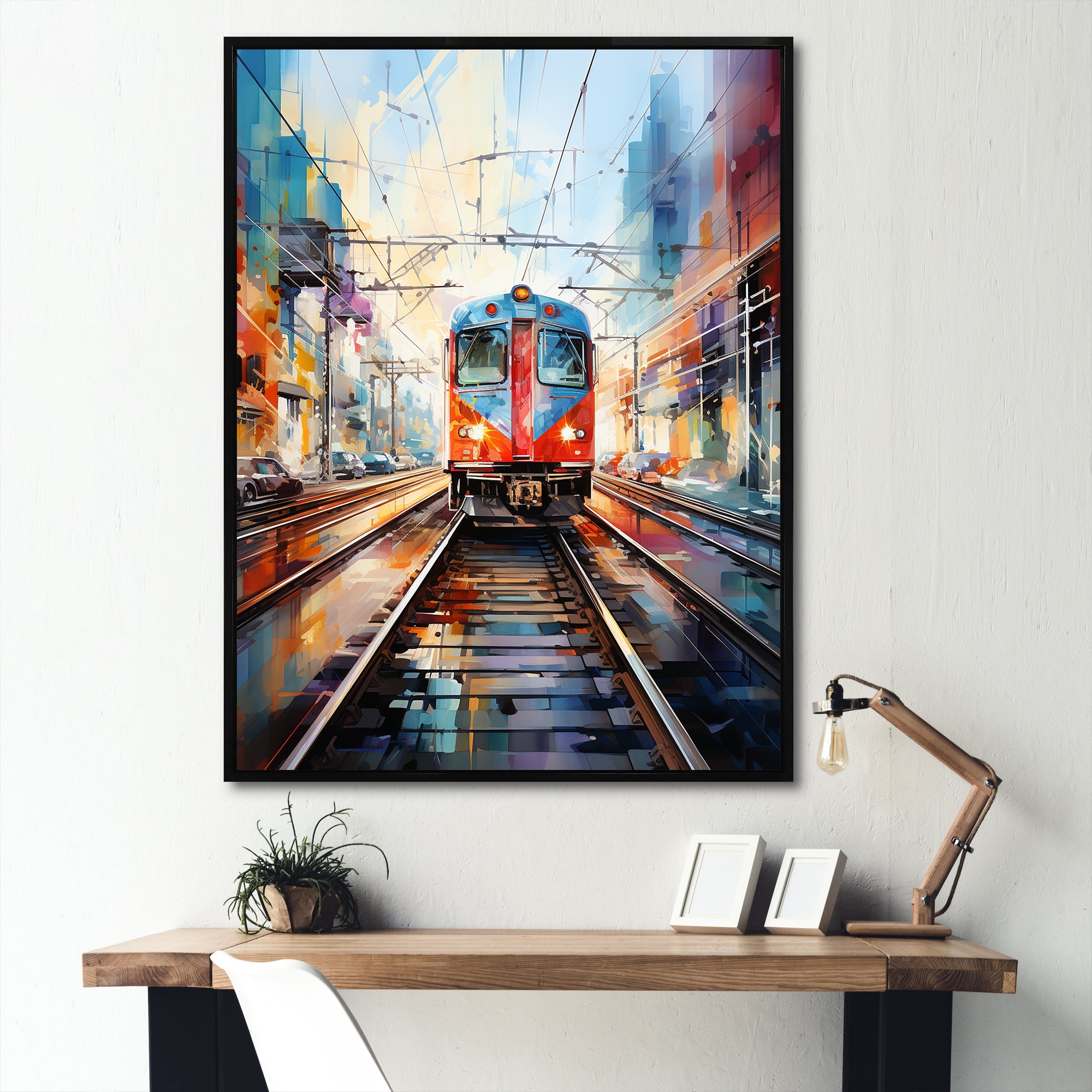 Train Colorful Tracks I - Train Canvas Wall Art