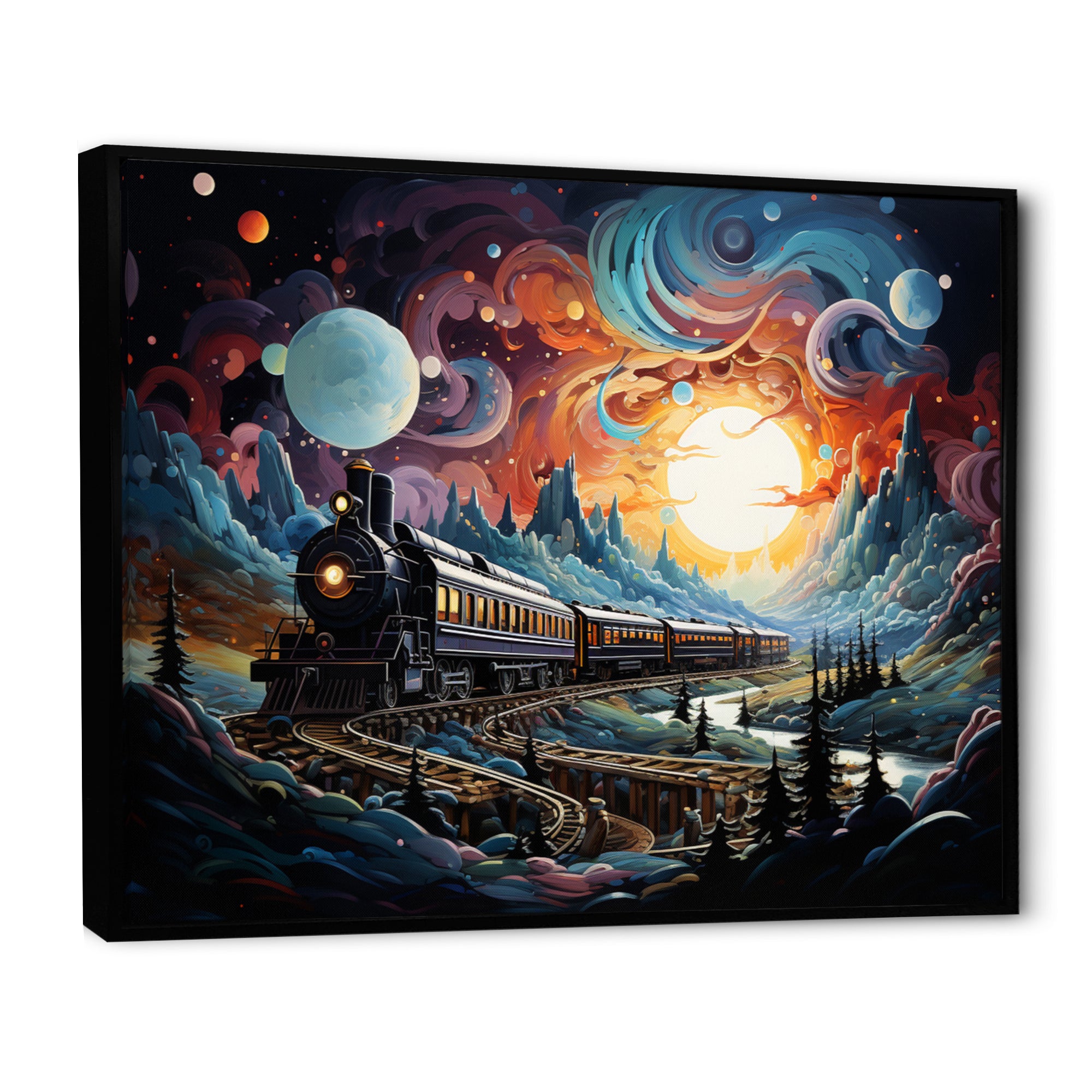 Cosmic Rails An Abstract Train I - Train Canvas Wall Art