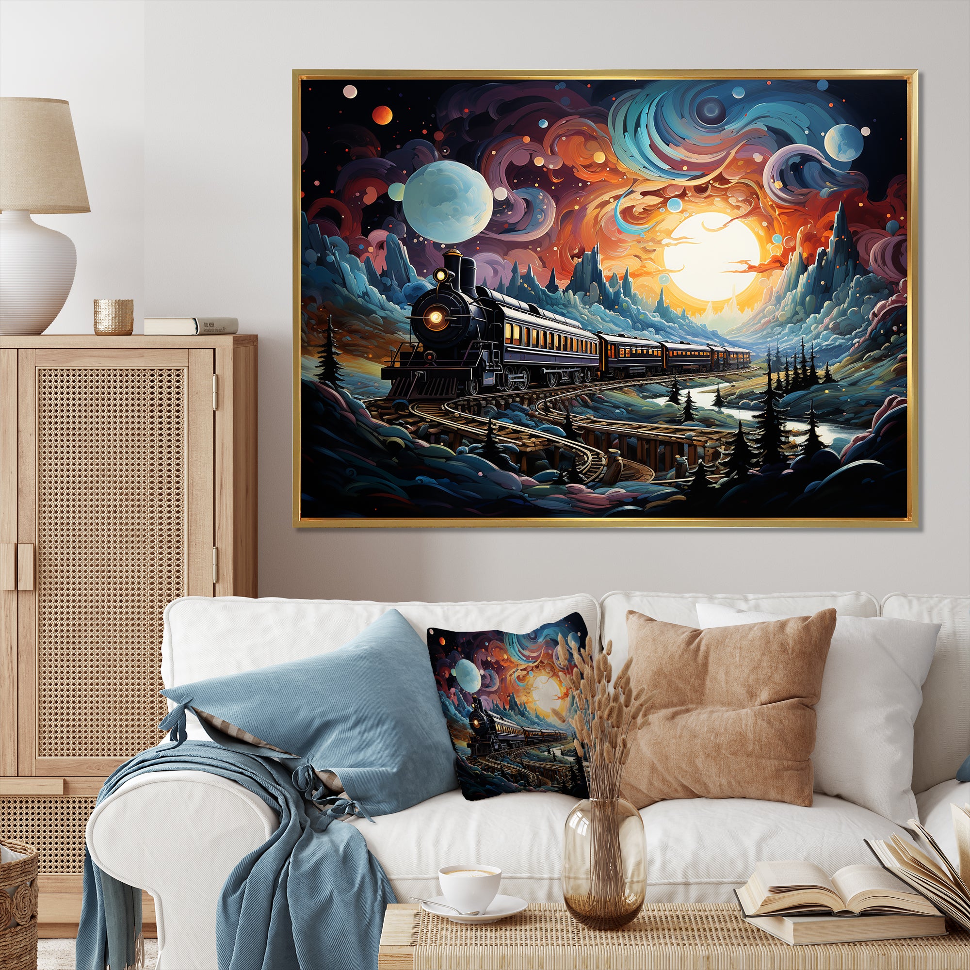 Cosmic Rails An Abstract Train I - Train Canvas Wall Art