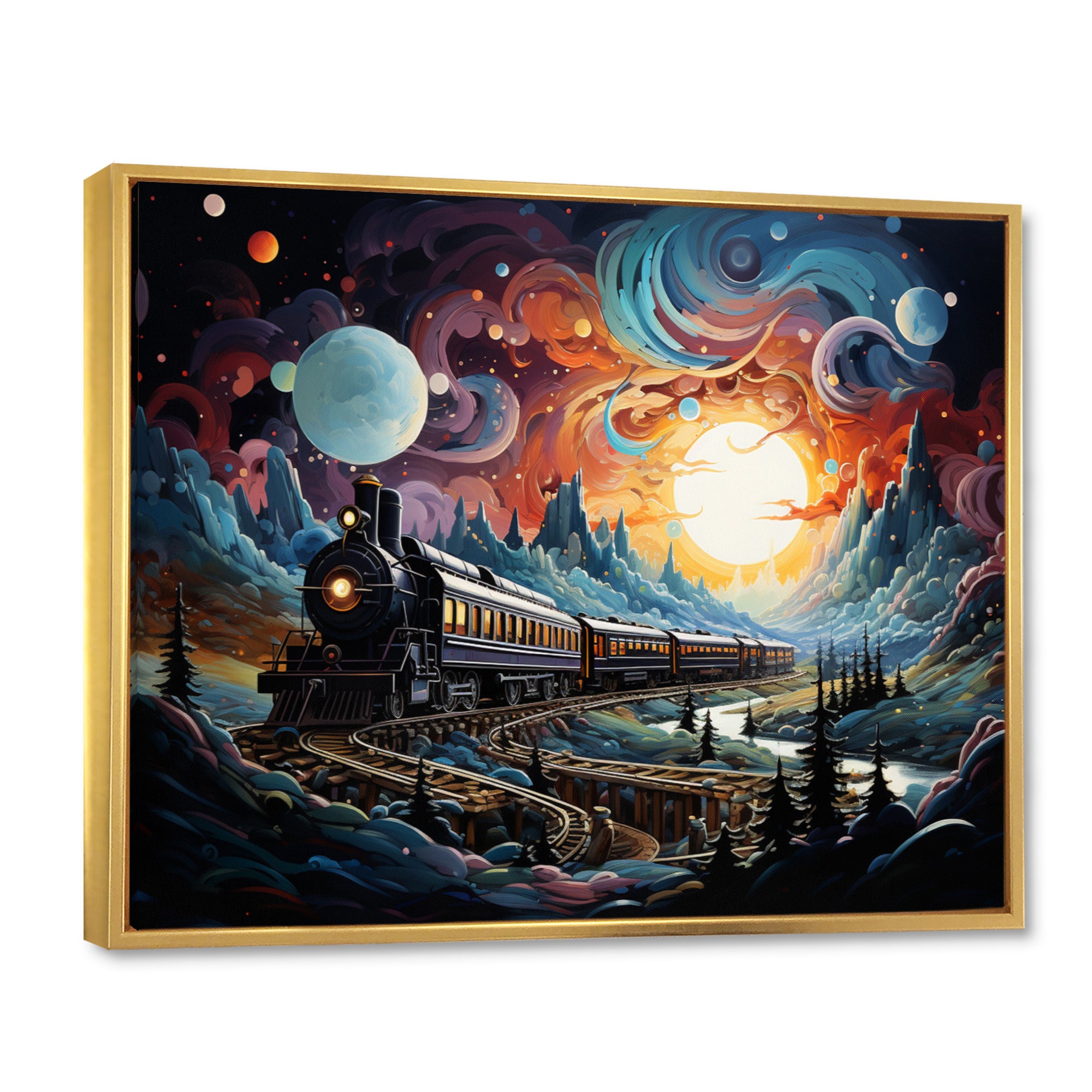 Cosmic Rails An Abstract Train I - Train Canvas Wall Art