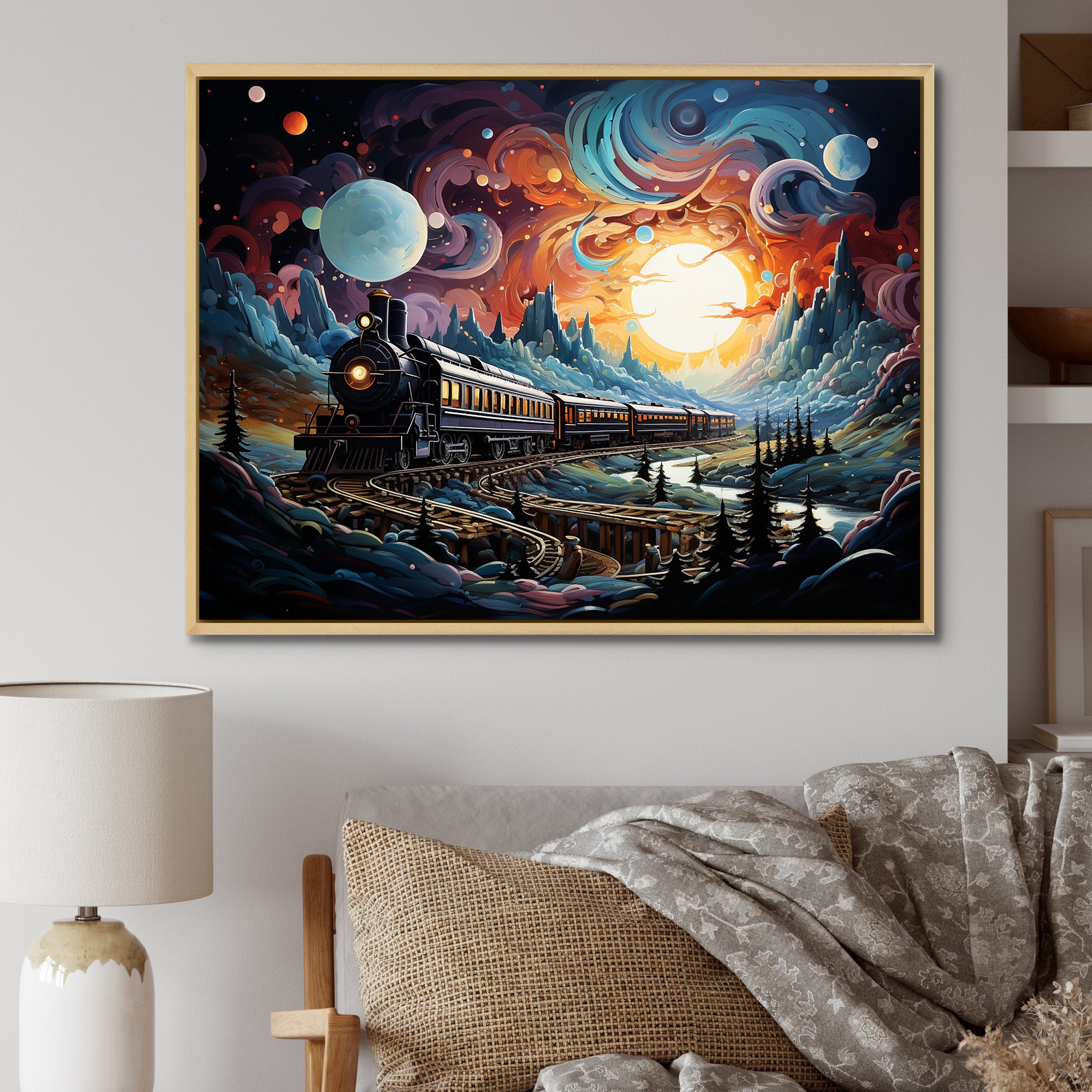 Cosmic Rails An Abstract Train I - Train Canvas Wall Art