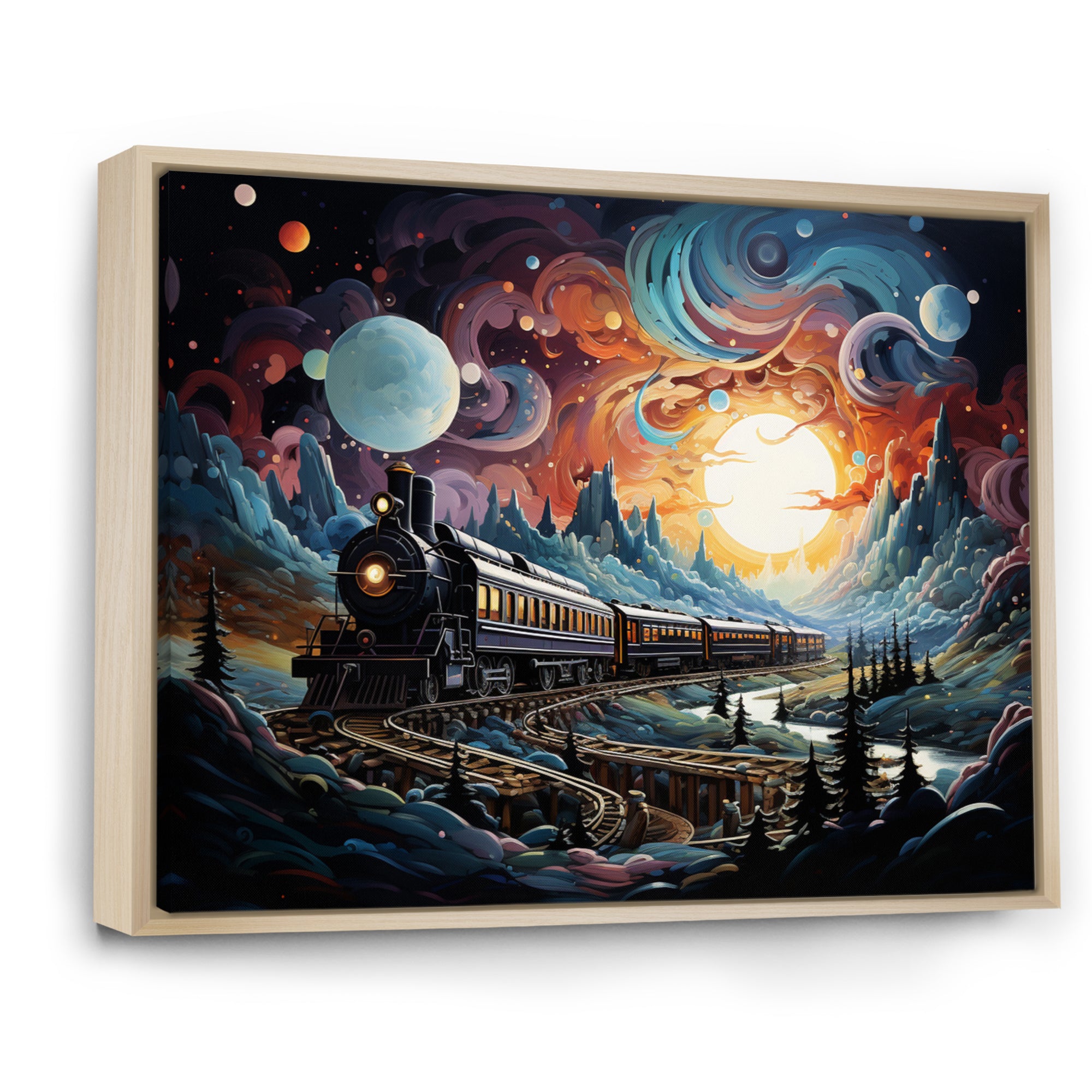Cosmic Rails An Abstract Train I - Train Canvas Wall Art