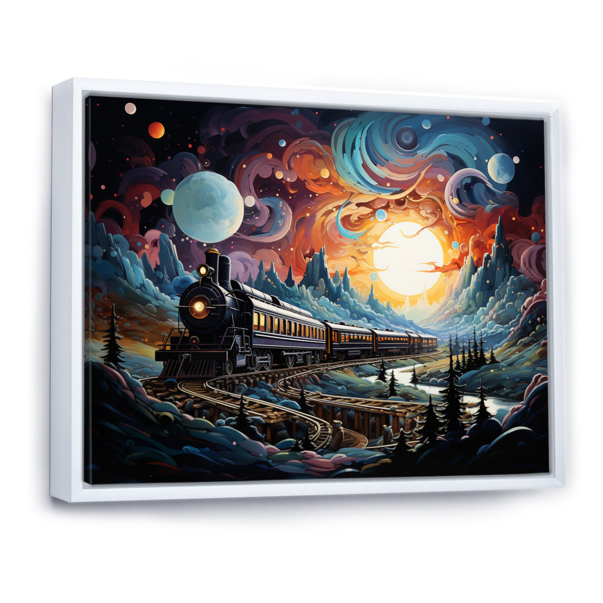 Cosmic Rails An Abstract Train I - Train Canvas Wall Art